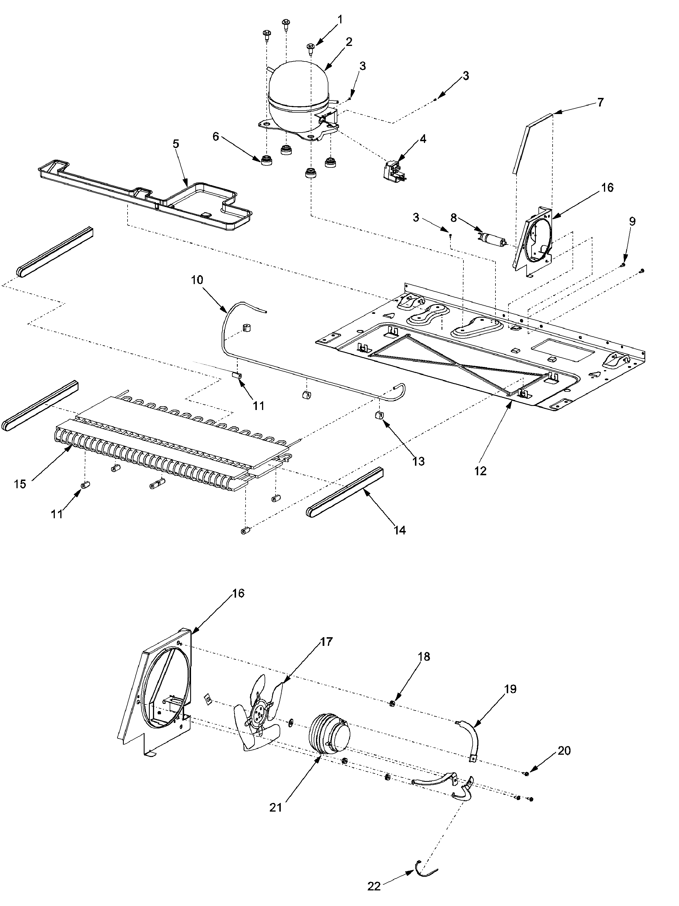 Amana XRSS267BB-PXRSS267BB0 machine compartment diagram