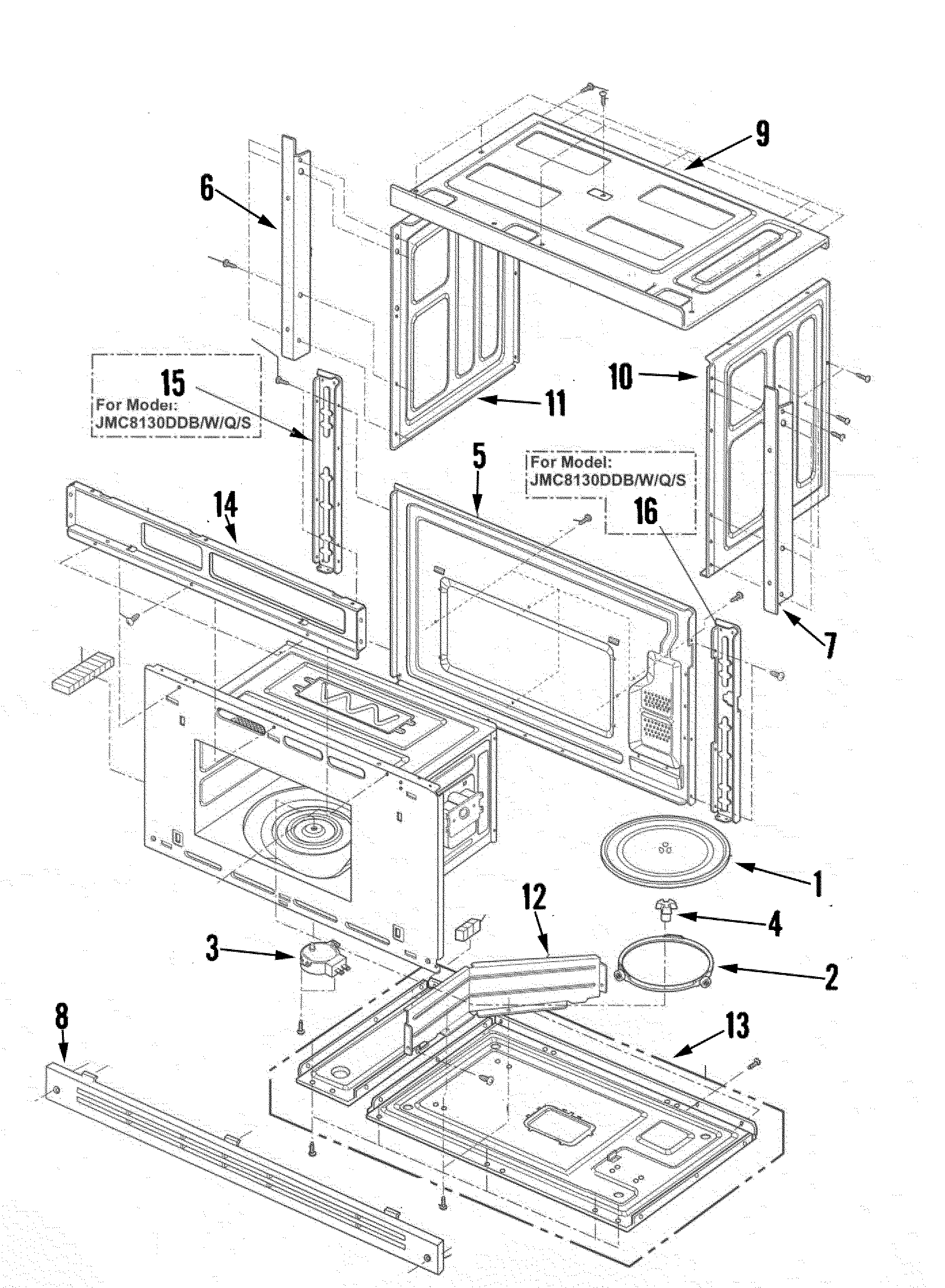 Jenn-Air JMC8127DDB body base & cavity diagram