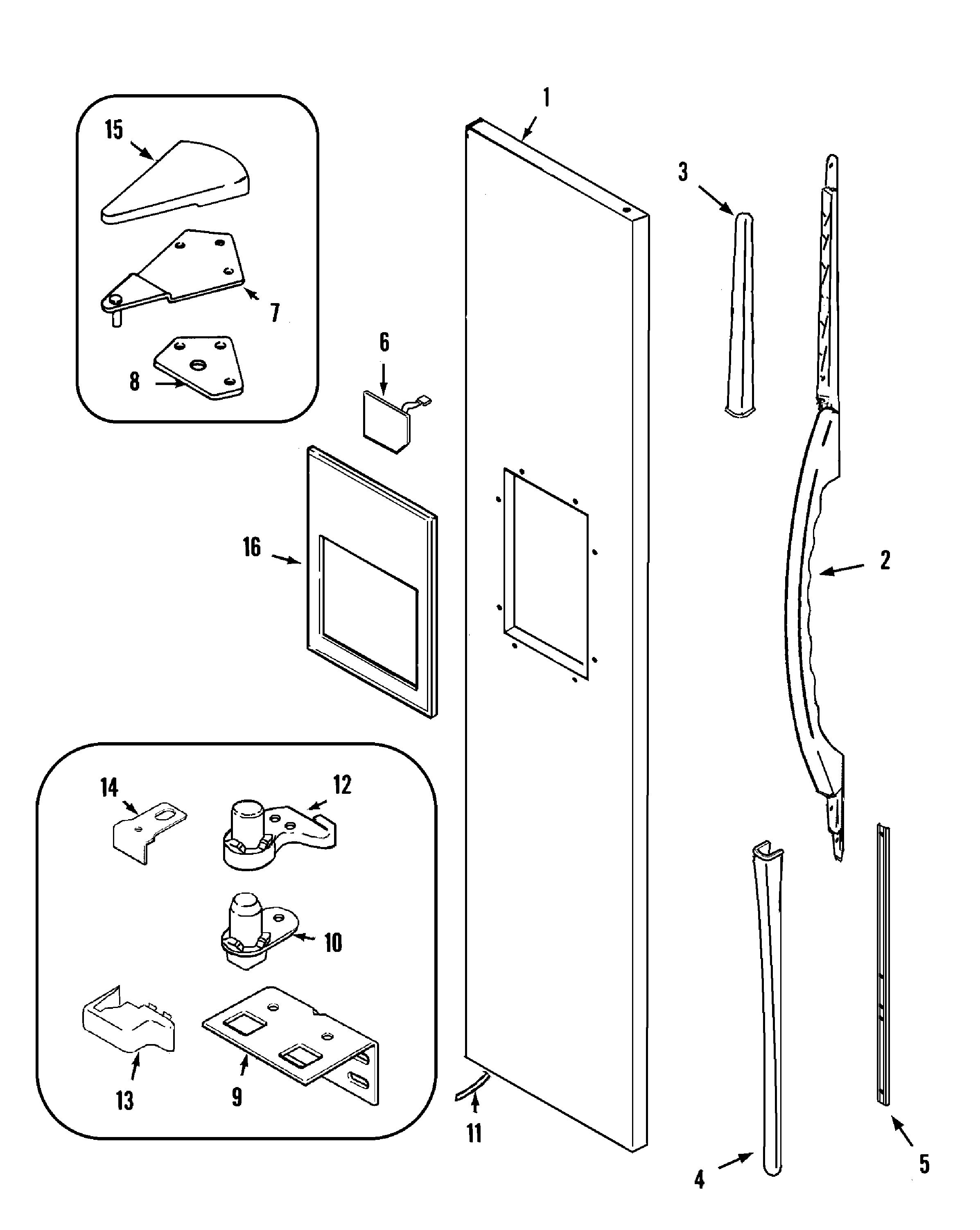 Maytag MSD2735GRQ freezer outer door (msd2735grb/q/w) diagram