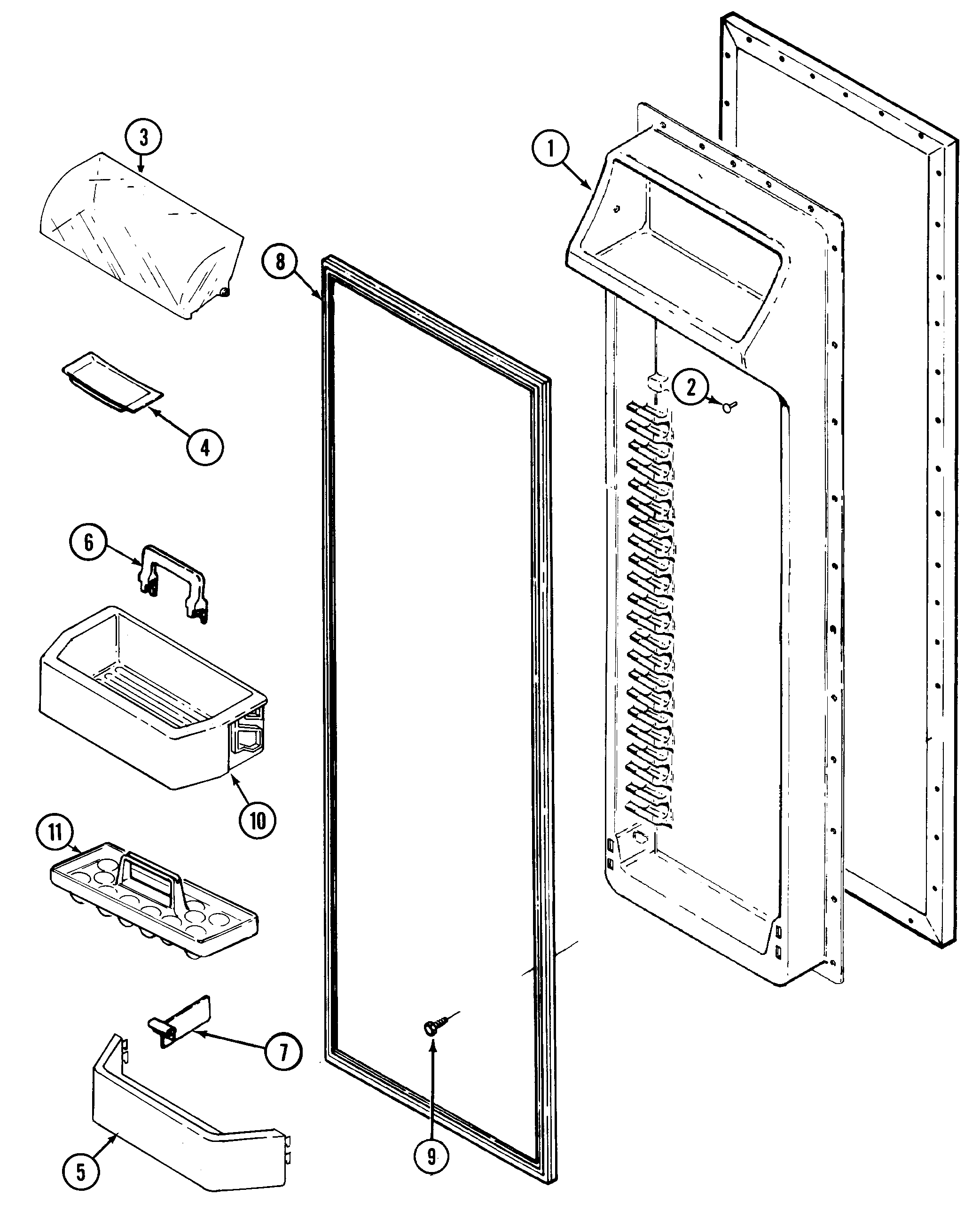 Admiral RSWA278AAM fresh food inner door diagram