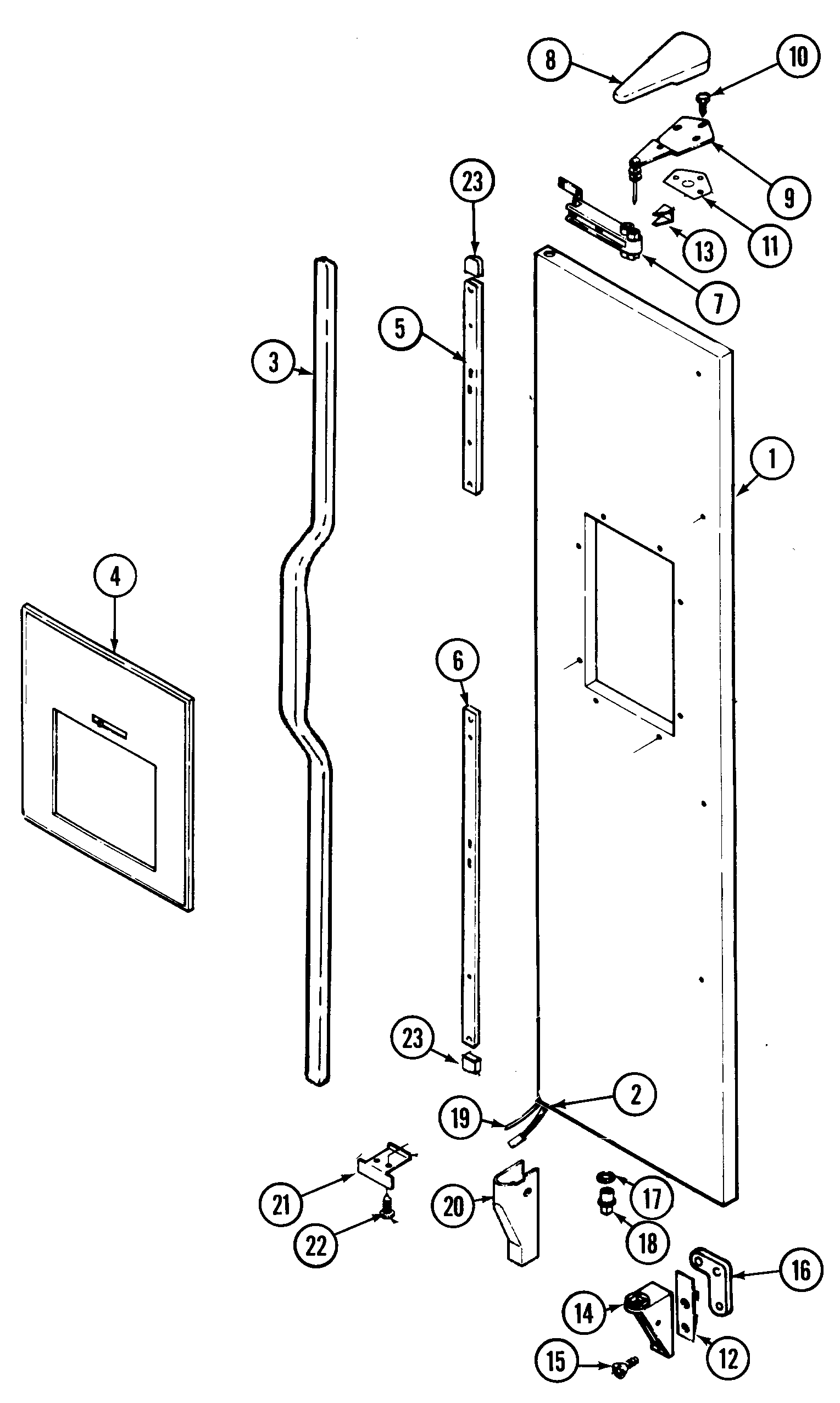 Admiral RSWA278AAM freezer outer door diagram