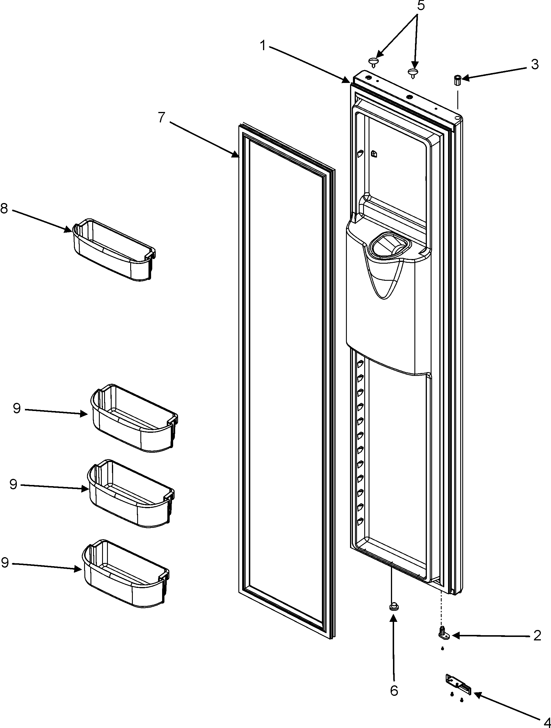 Maytag PSD267LHES freezer door (series 10) diagram