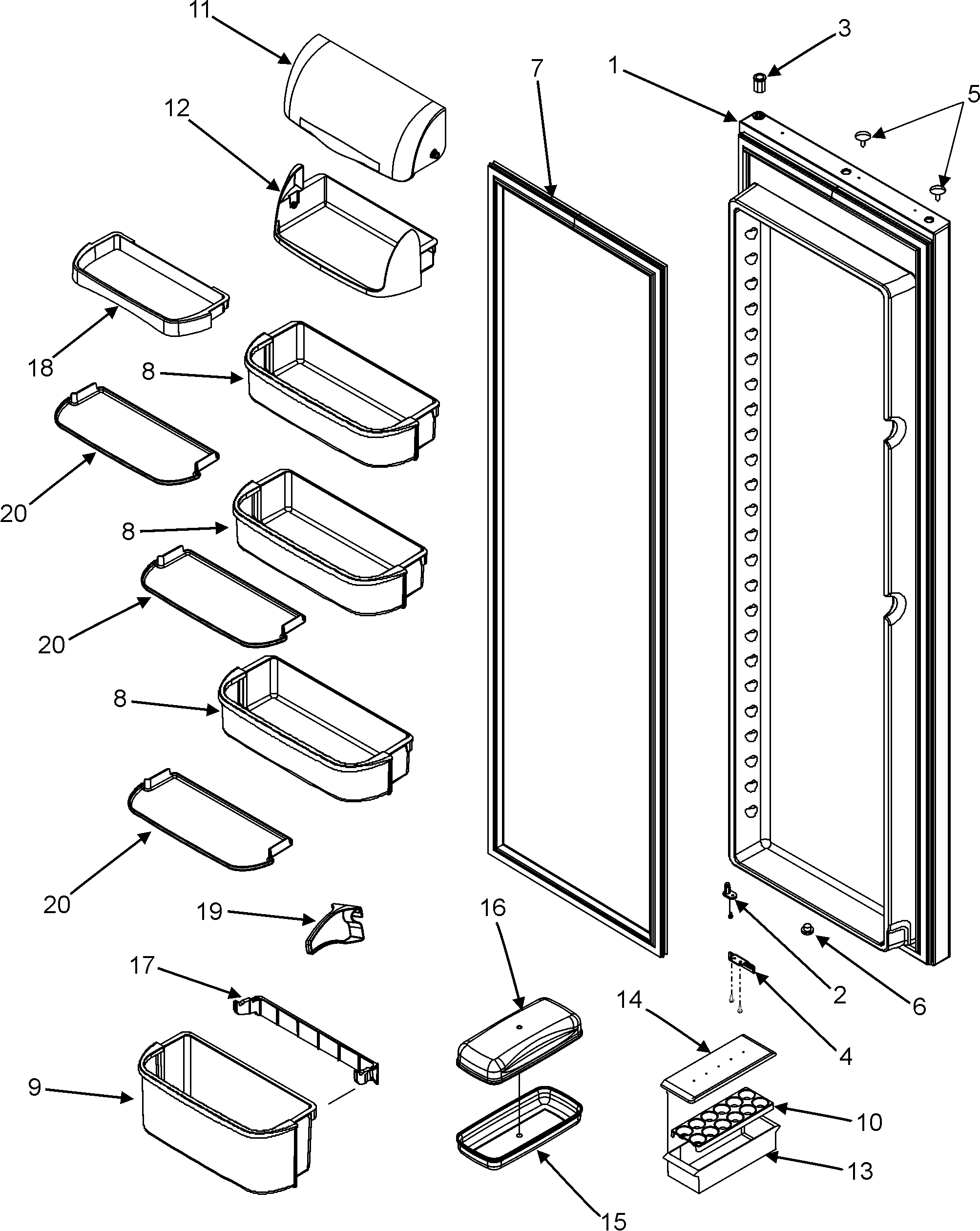 Maytag PSD269LHEB refrigerator door diagram