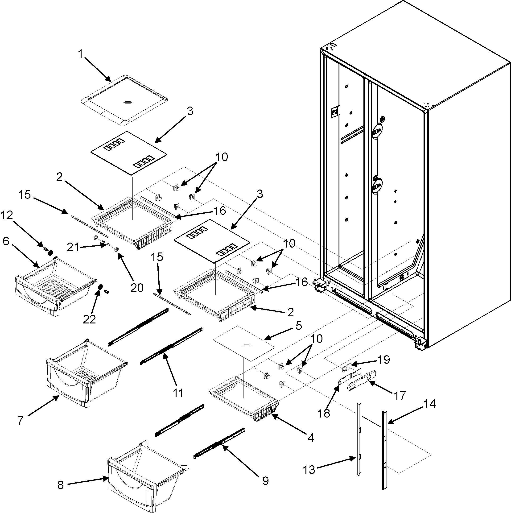 Maytag PSD269LHEB crisper assembly diagram