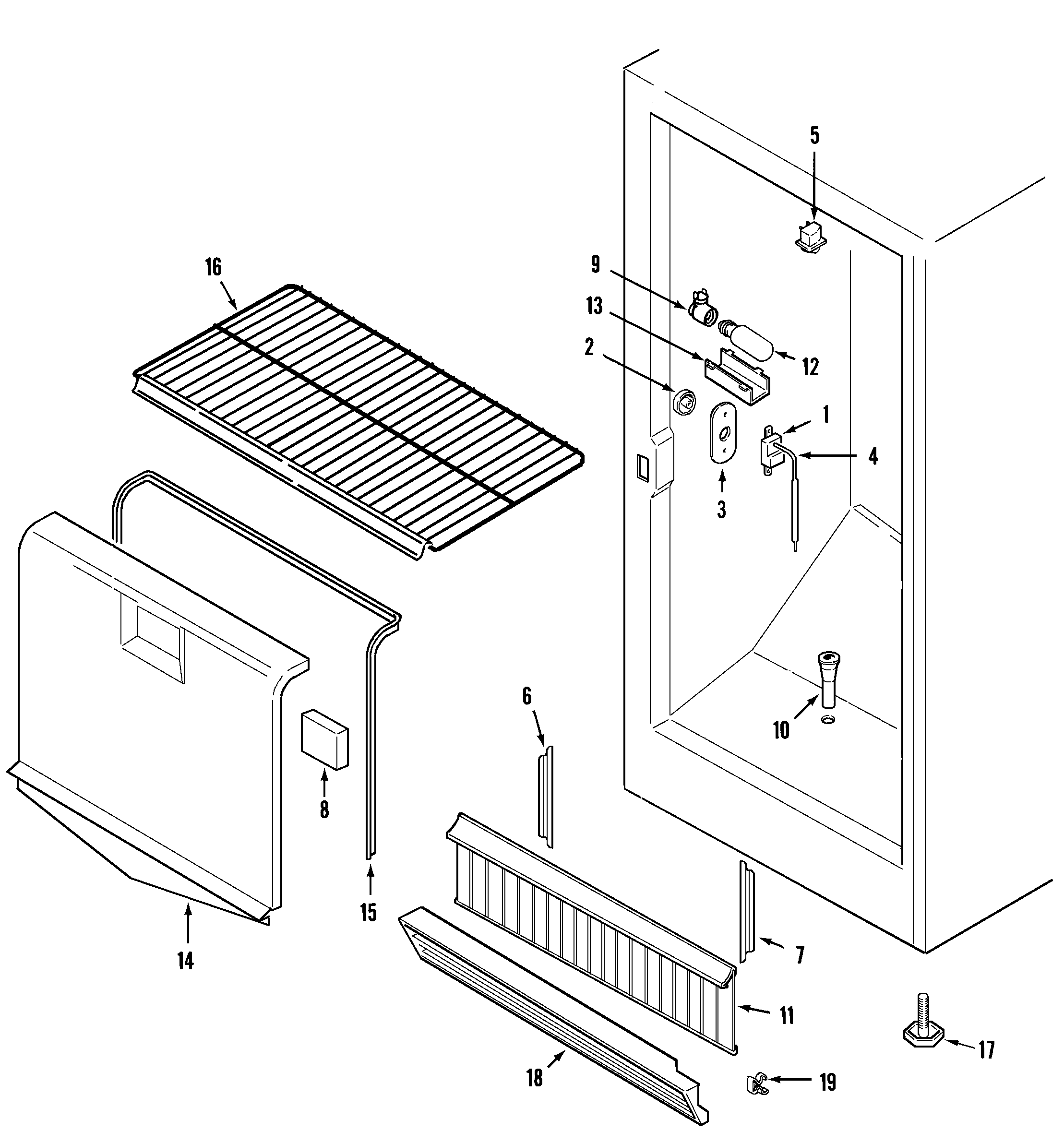 Maytag MQU1556AEW freezer compartment diagram