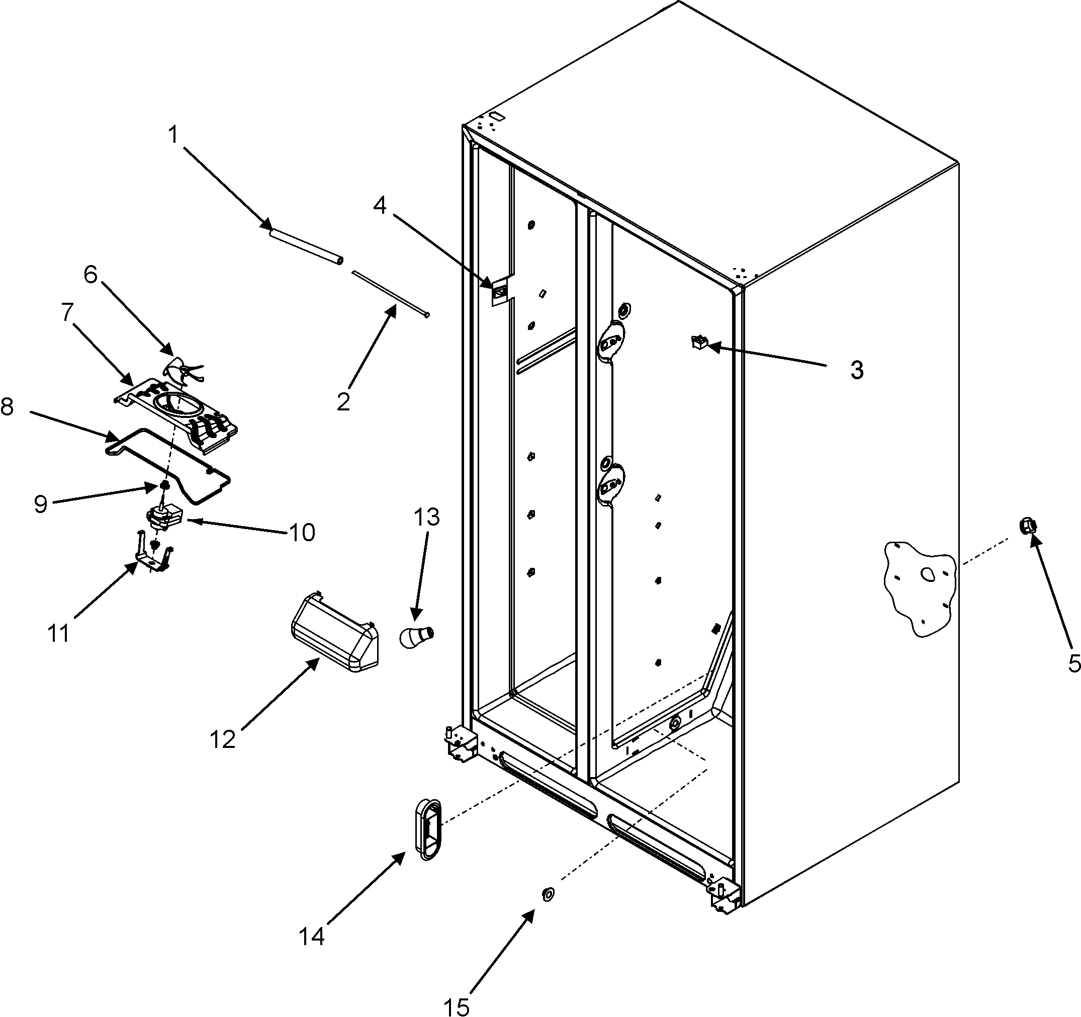 Maytag GSB2654HEQ evap fan assy./crisp light diagram