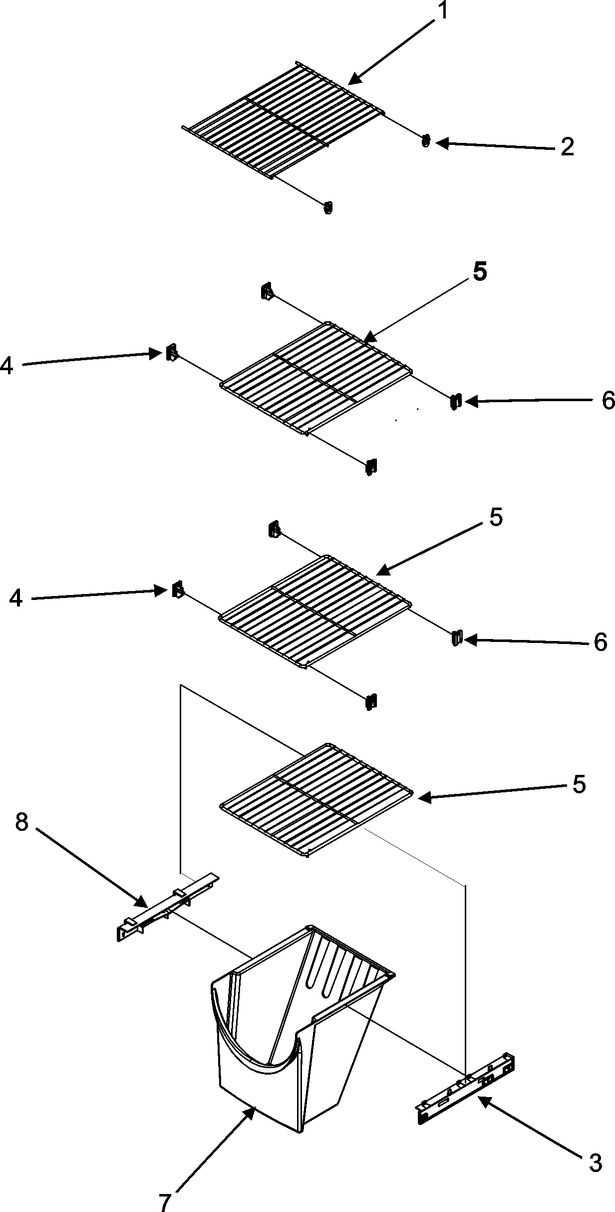 Maytag MSD2351HES freezer shelves diagram