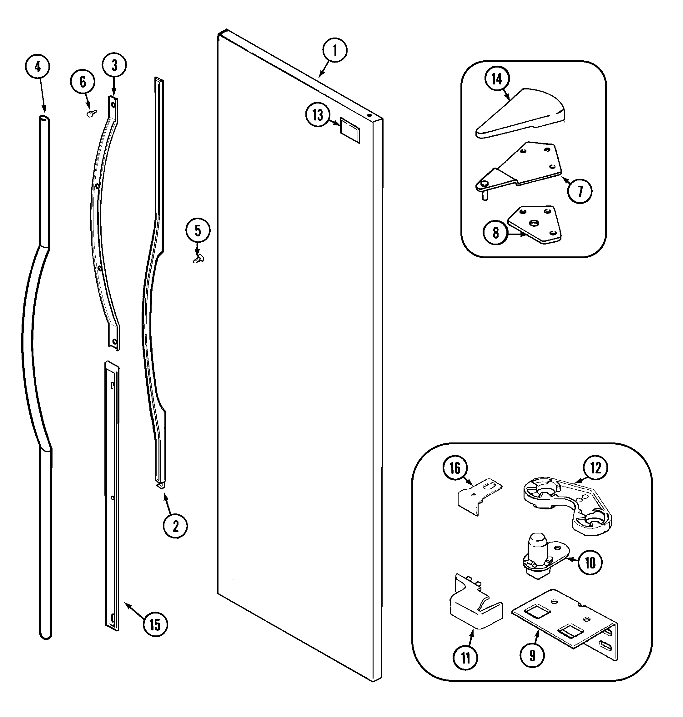 Maytag GC2228EEDW fresh food outer door (gc2228eedb/w) diagram