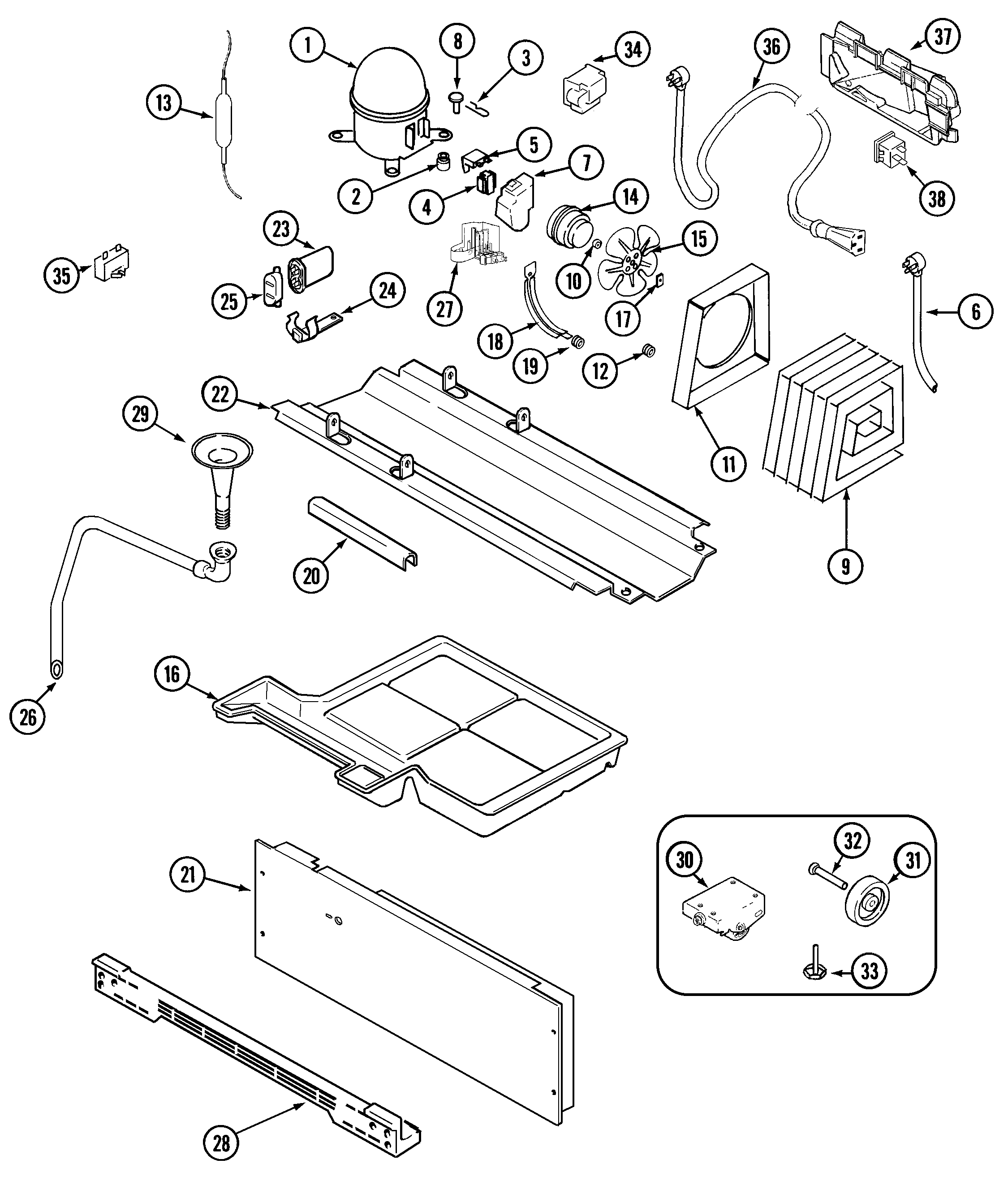 Maytag GC2228EEDW compressor (gc2228eedb/w/3/5-rev 18) diagram