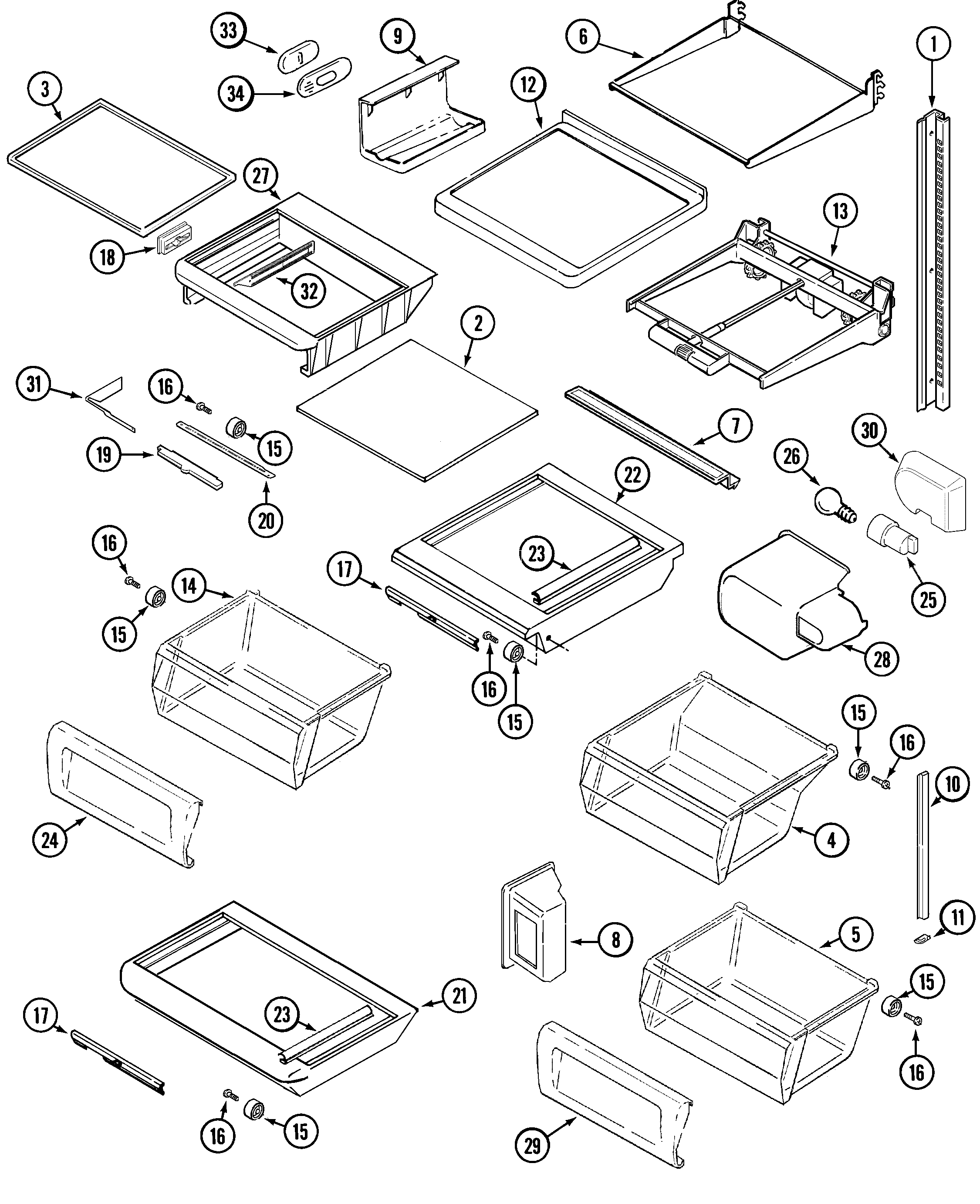 Maytag GC2228EED5 shelves & accessories diagram