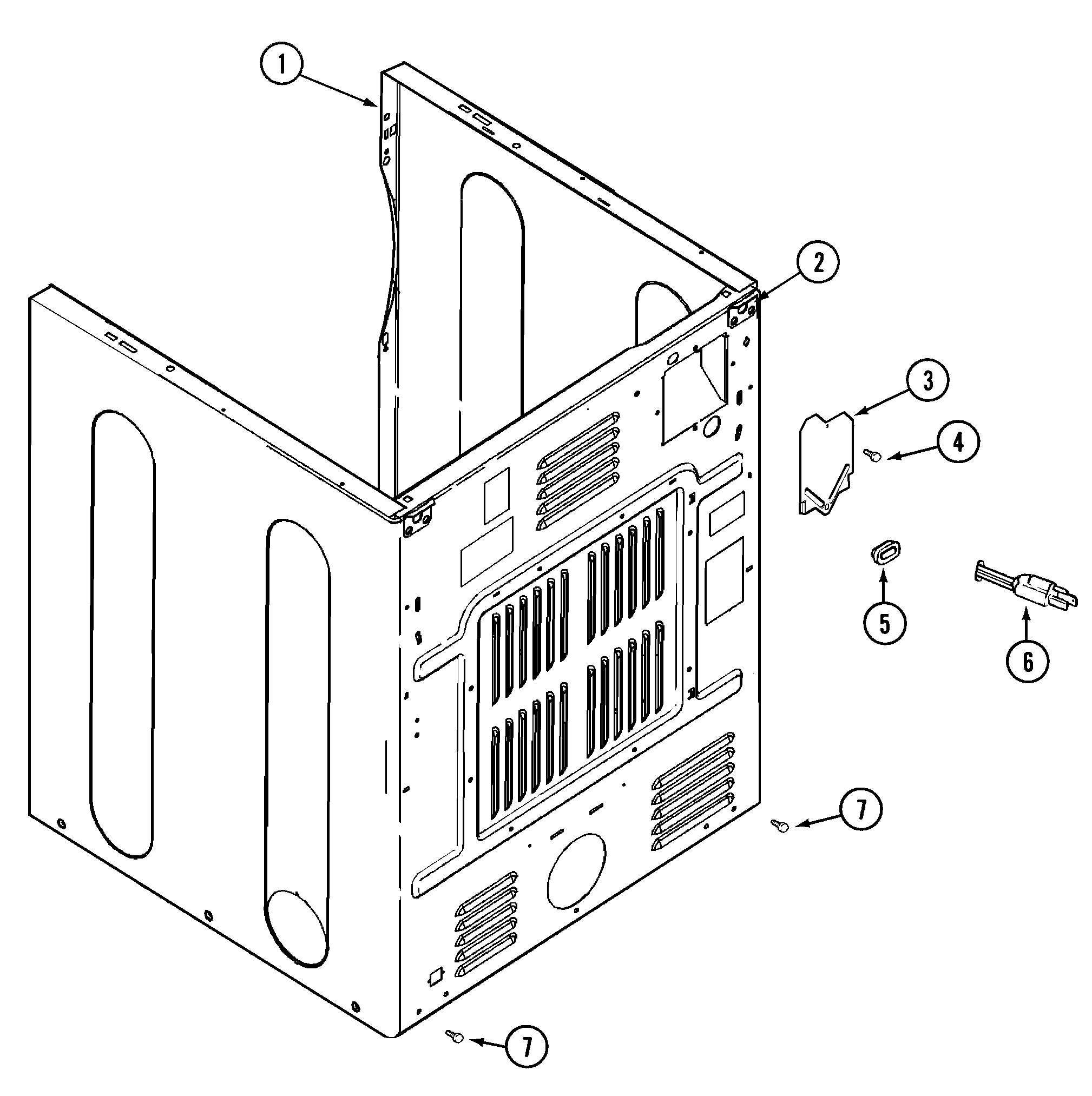 Maytag MDG9520BWQ cabinet-rear diagram
