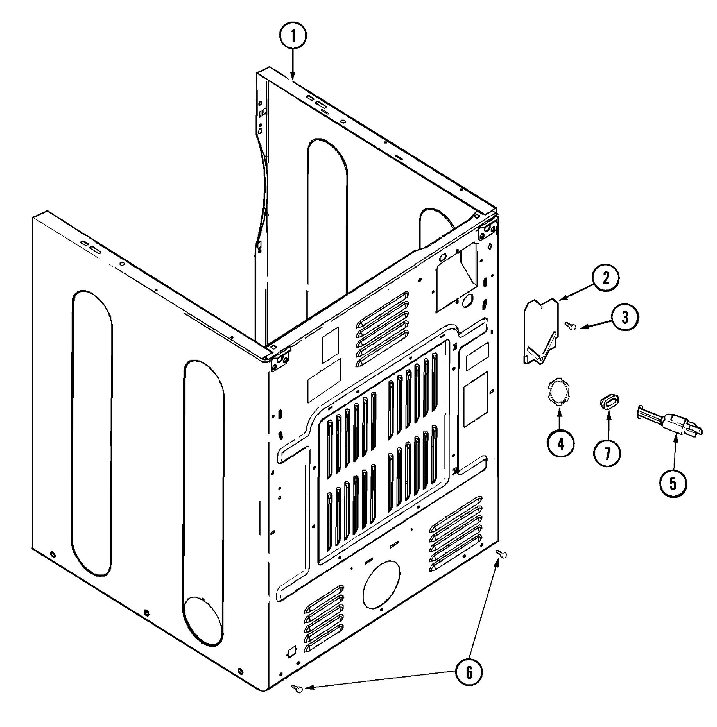Maytag MDE3500AYW cabinet-rear diagram