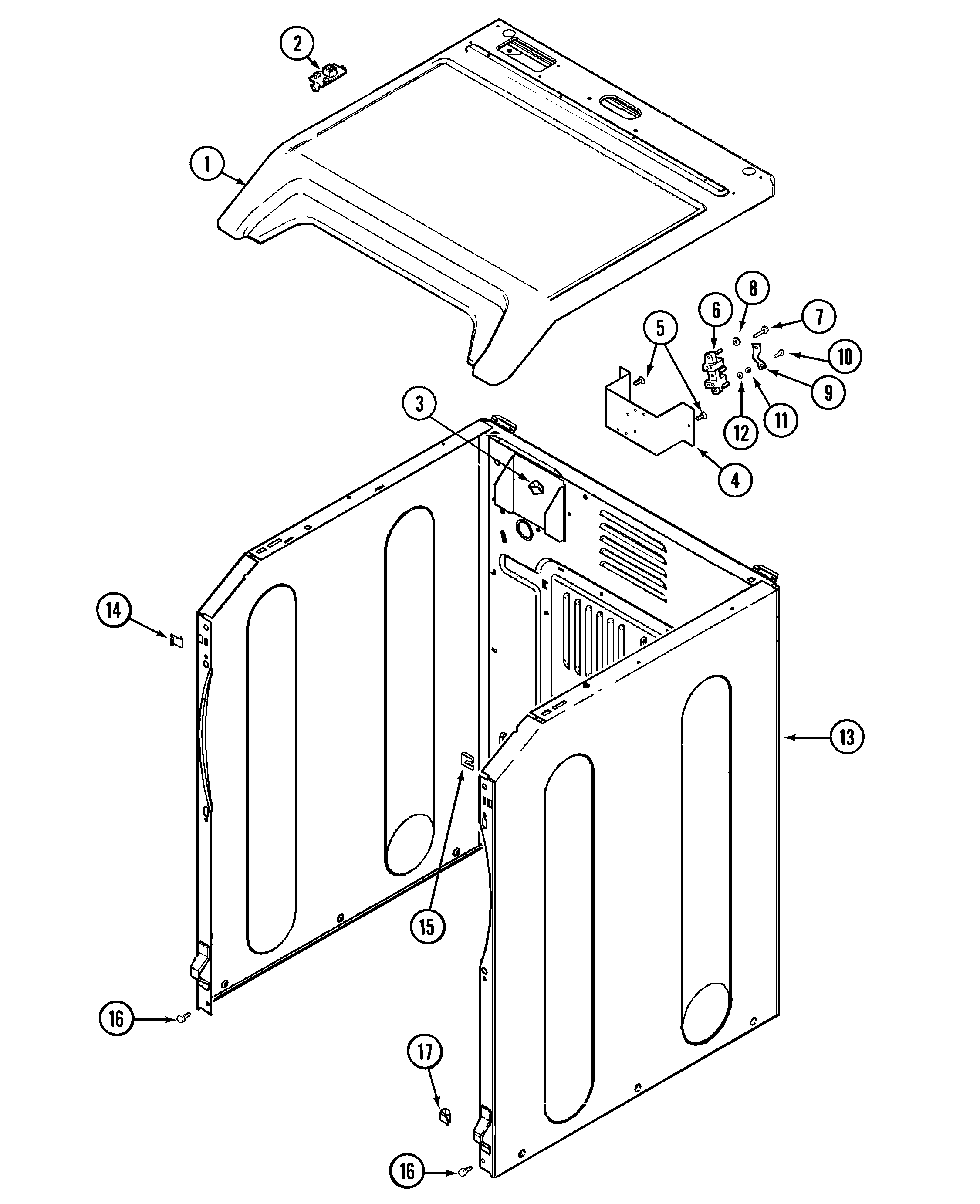 Maytag MDG7758AWW cabinet diagram