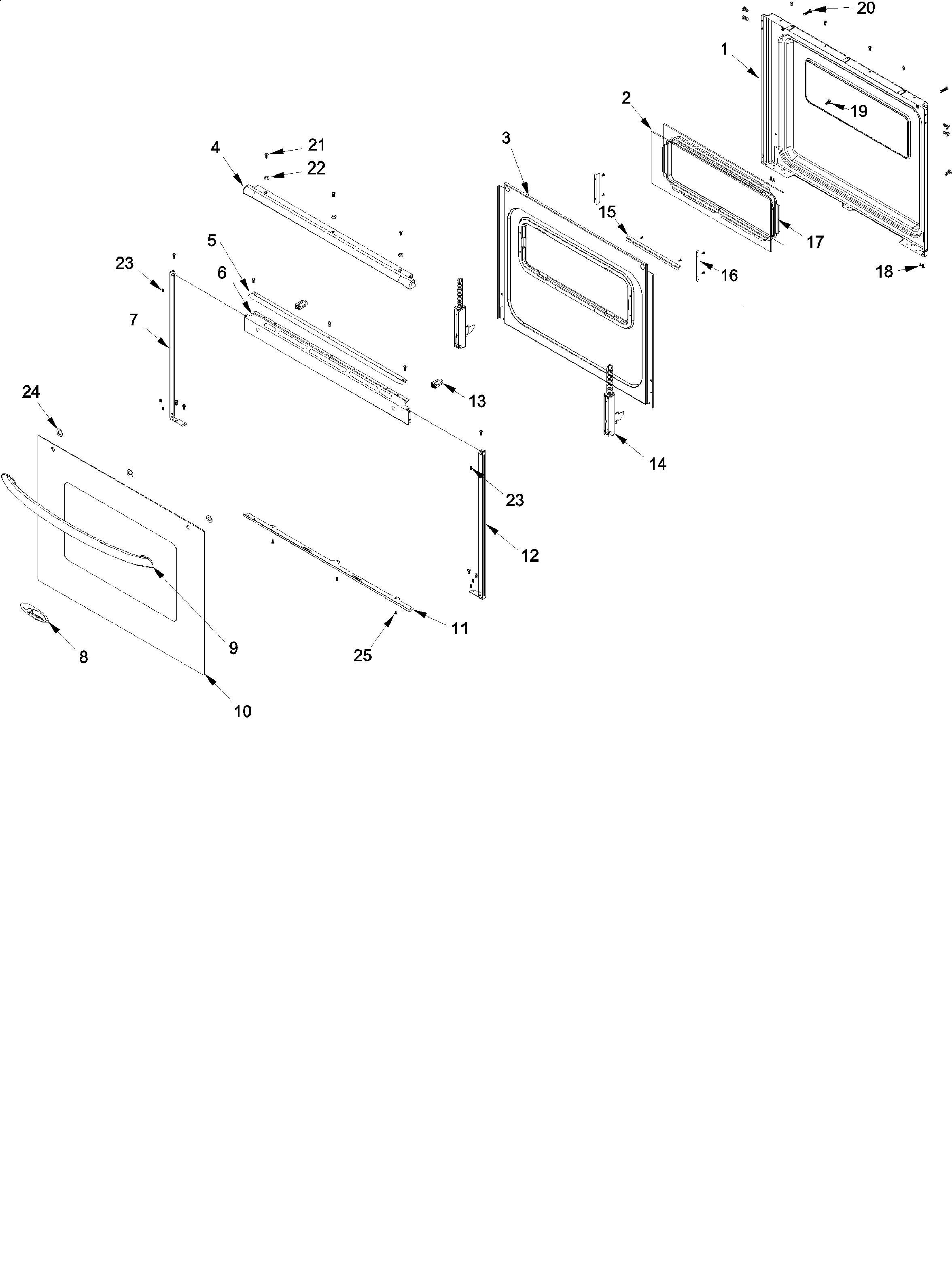 Amana ACF3315AT-PACF3315AT2 oven door diagram