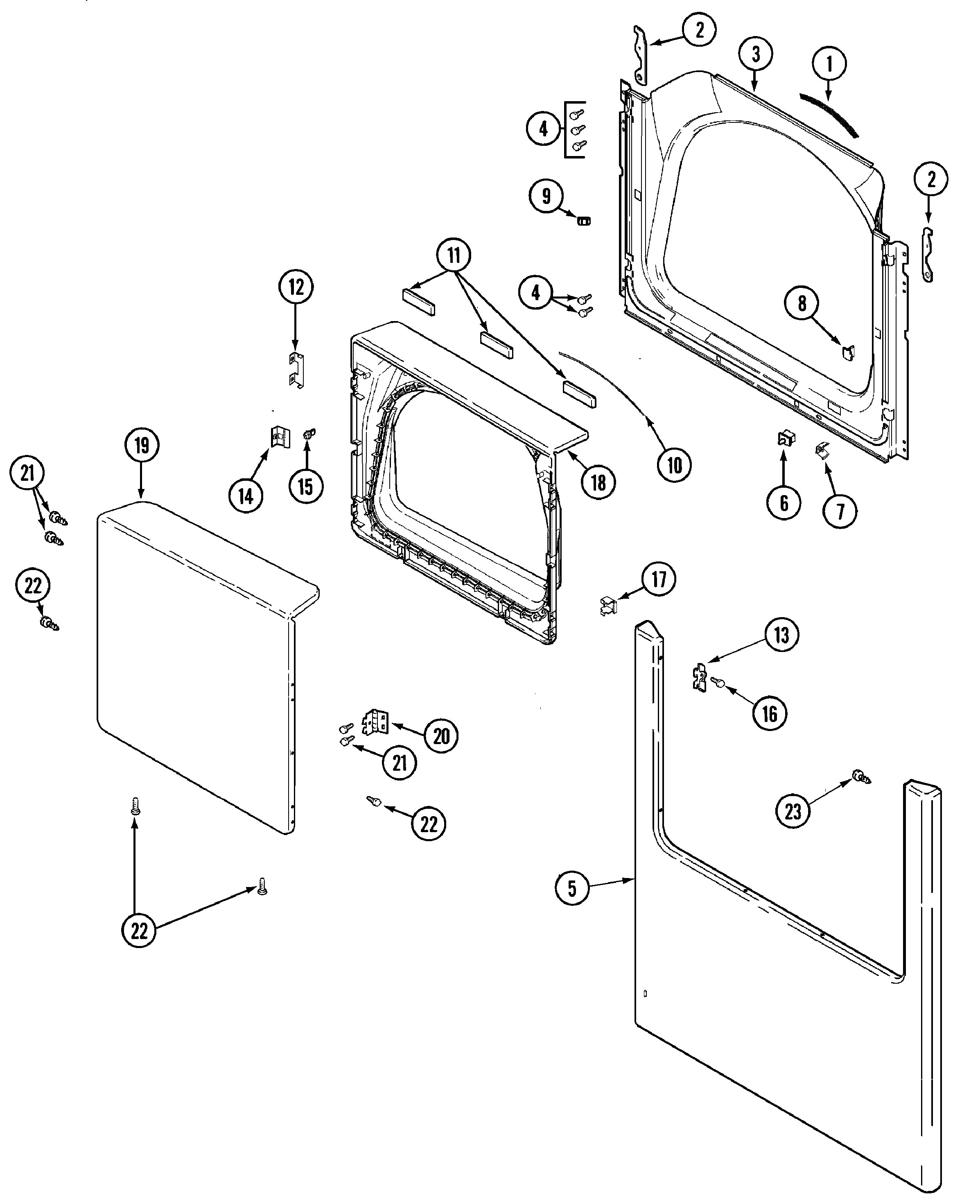 Maytag MDG3600BWQ door diagram