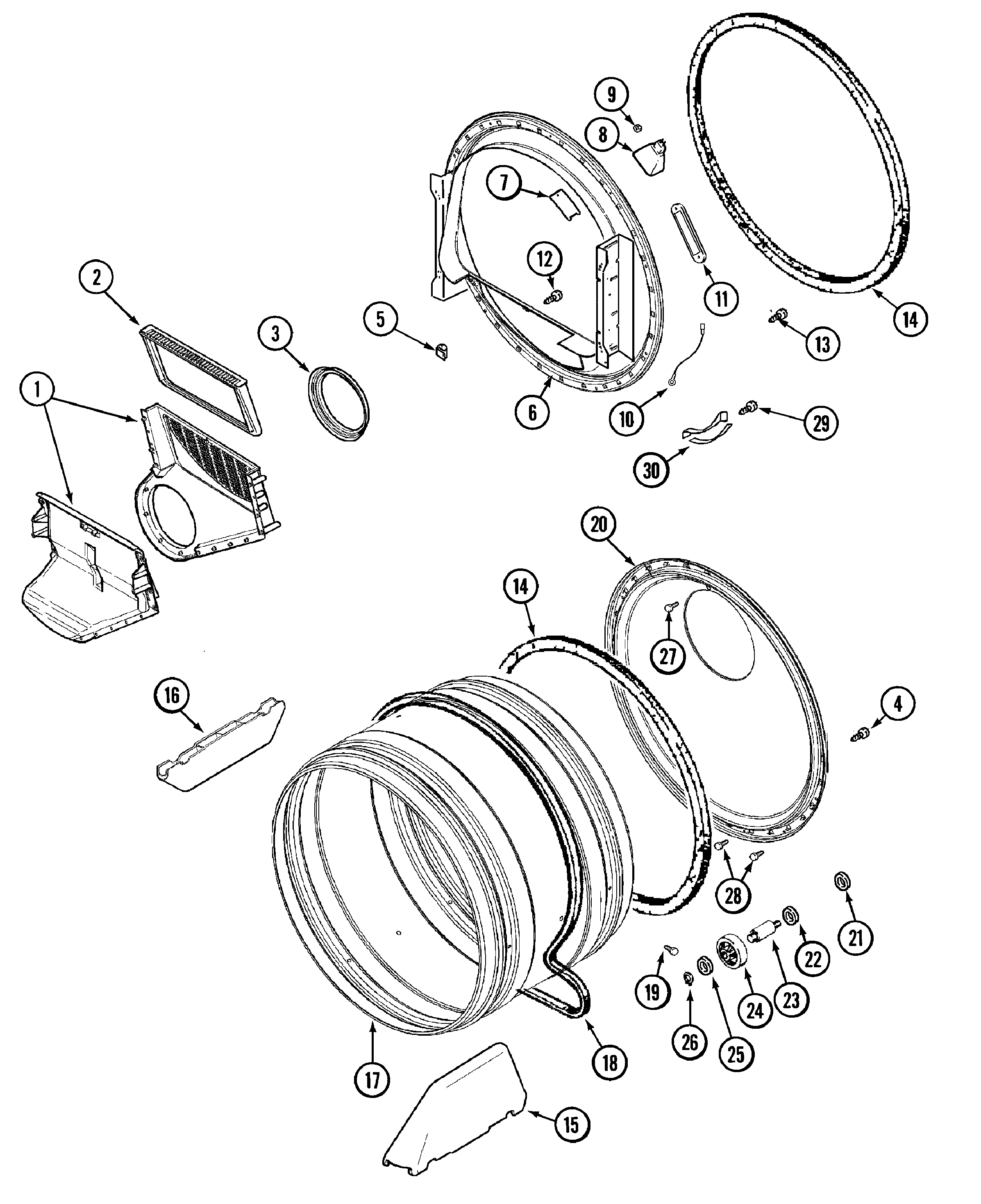 Maytag MDG3600BWQ tumbler diagram