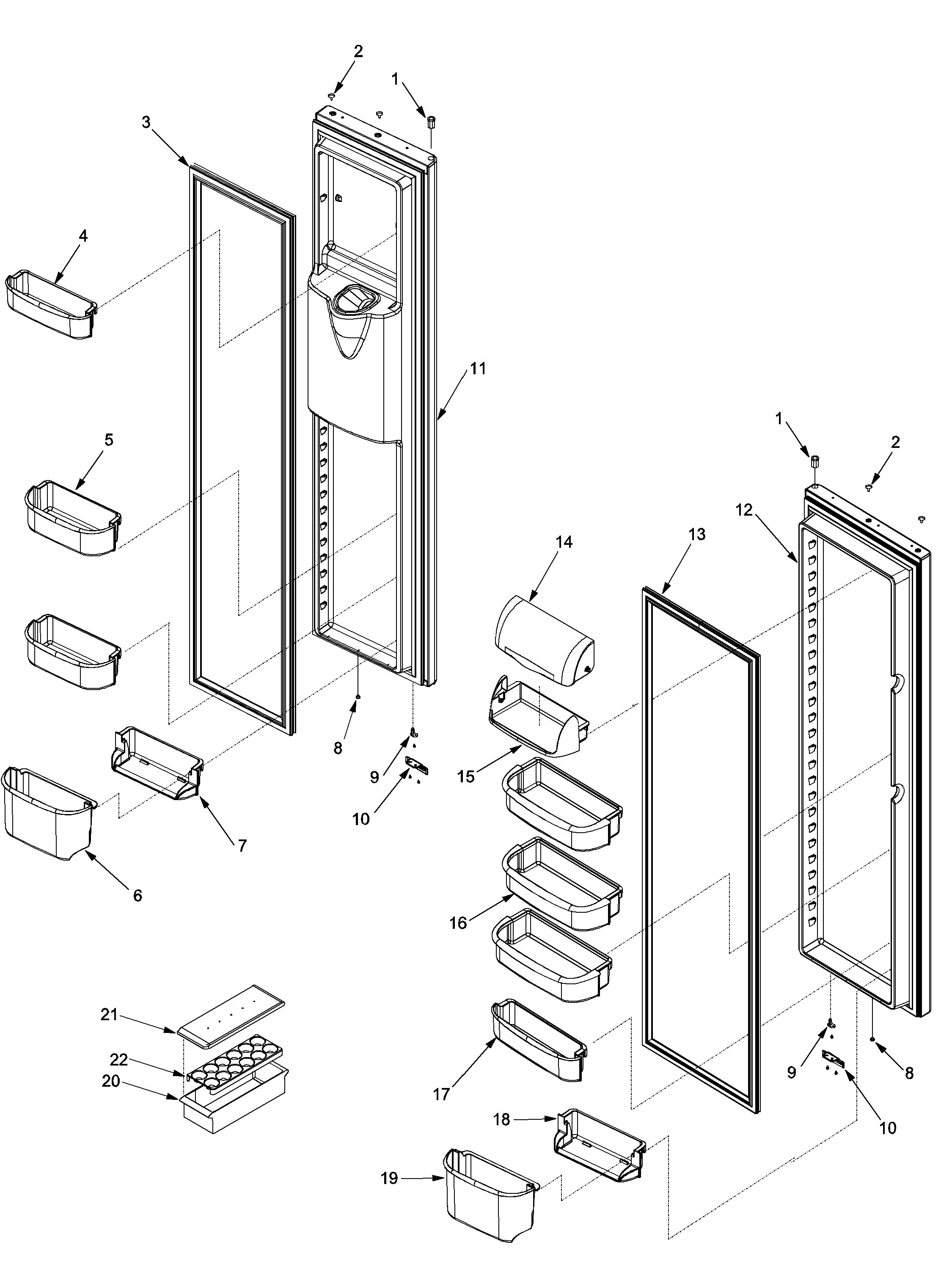 Jenn-Air JS2428GEHB ref/fz door and shelf diagram