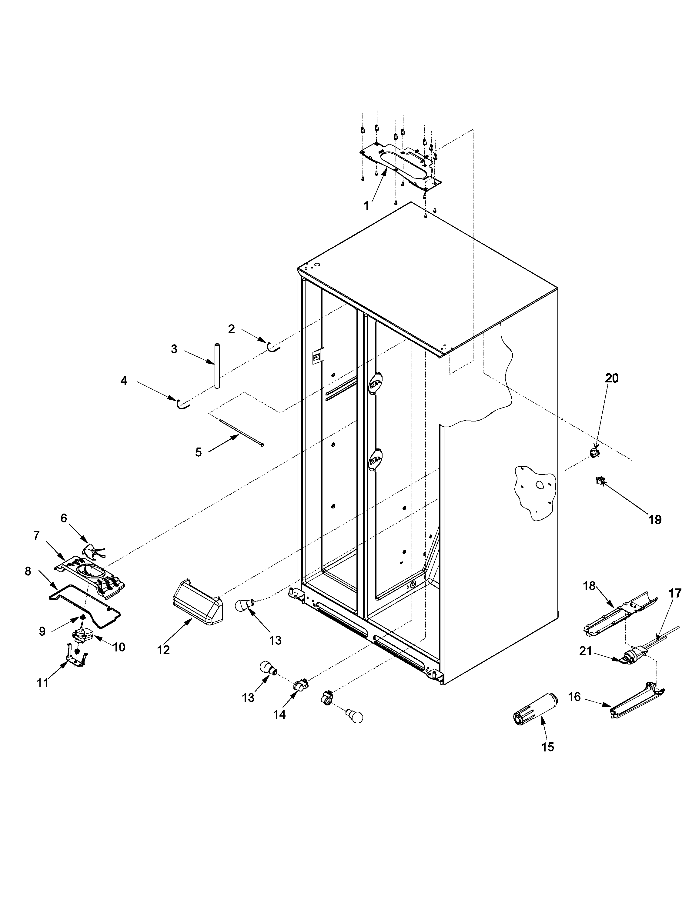Jenn-Air JS2428GEHB evap fan assy and lights diagram