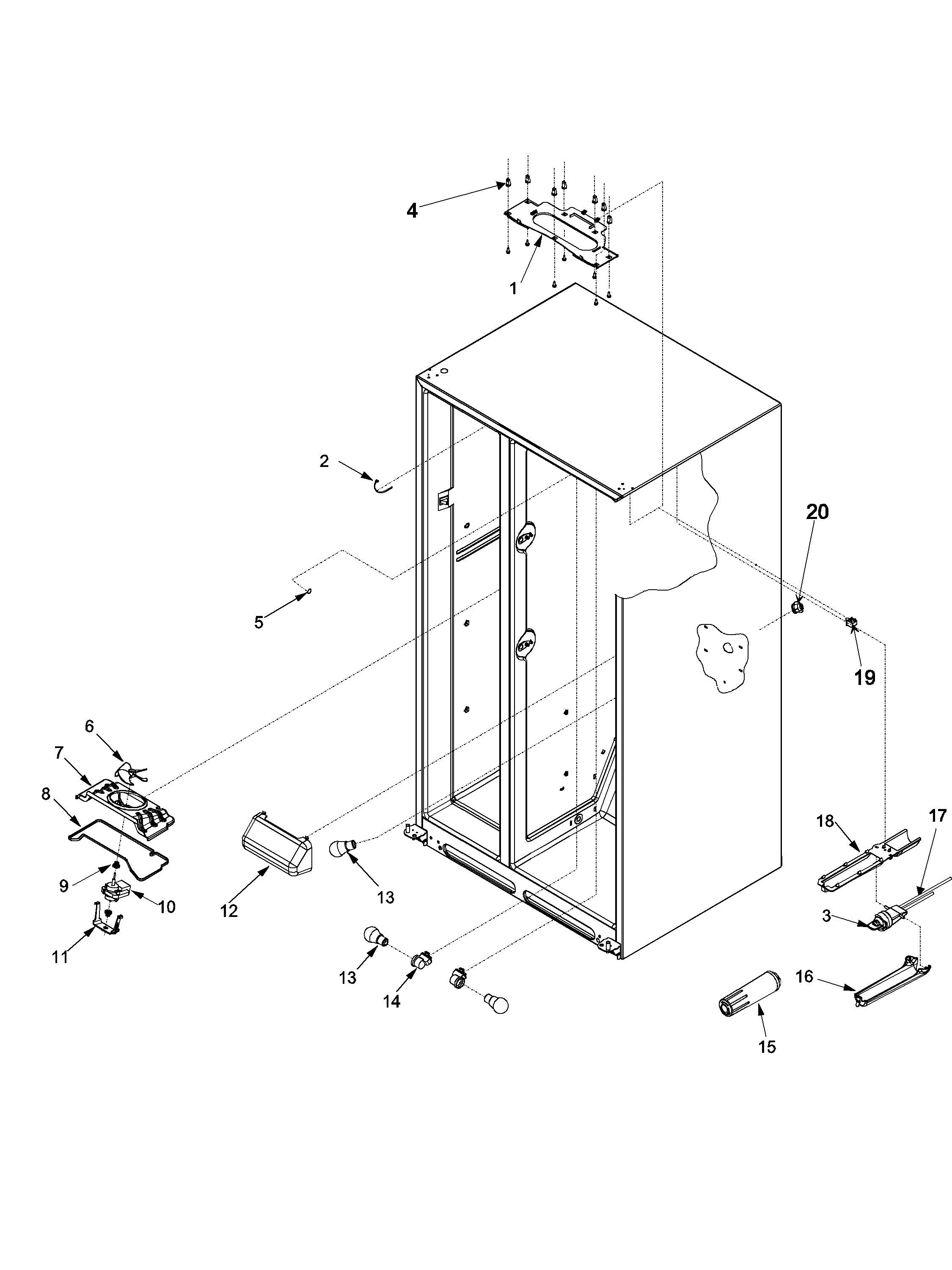 Jenn-Air JS2628HEHB evap fan assy and lights diagram