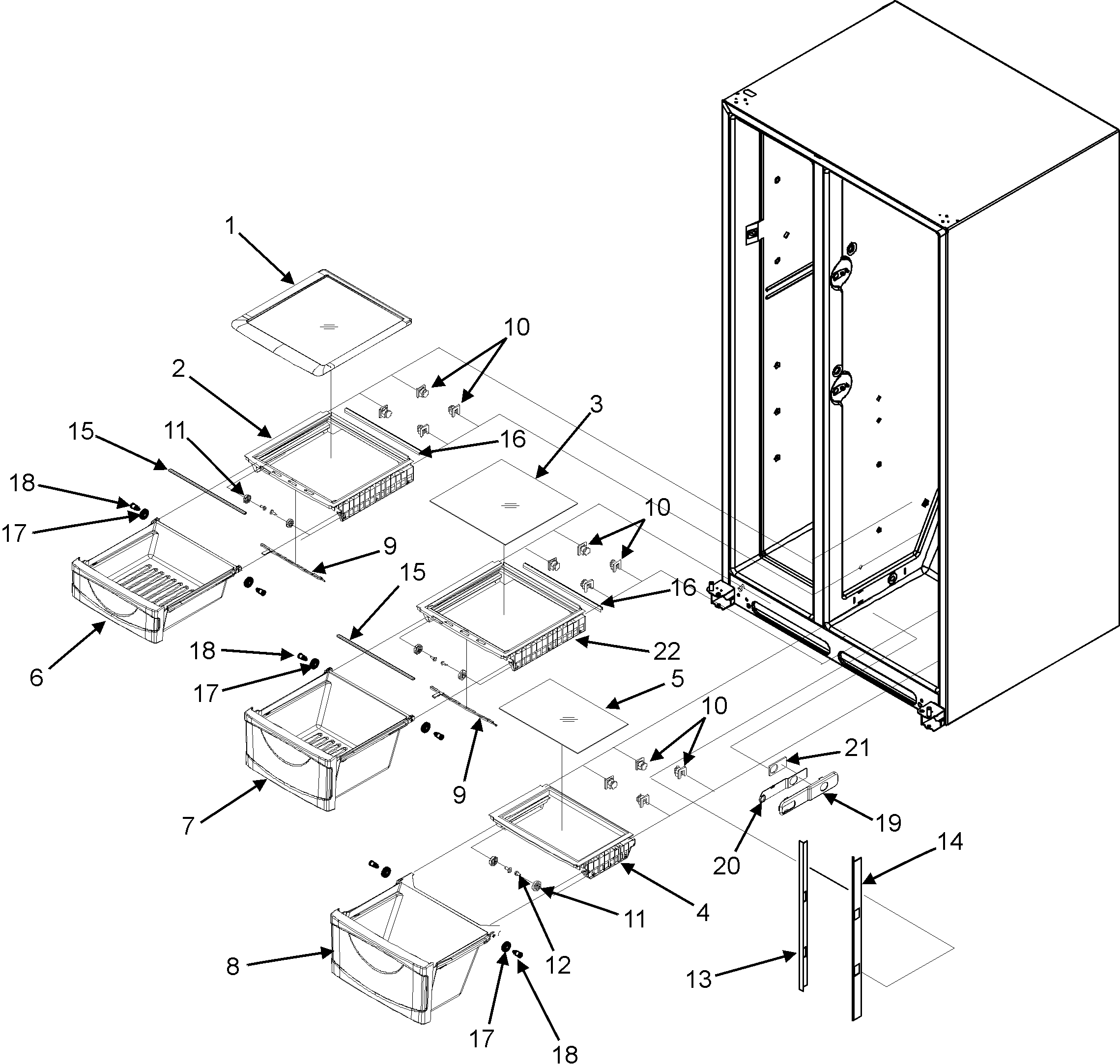 Maytag MSD265RHES crisper assembly diagram