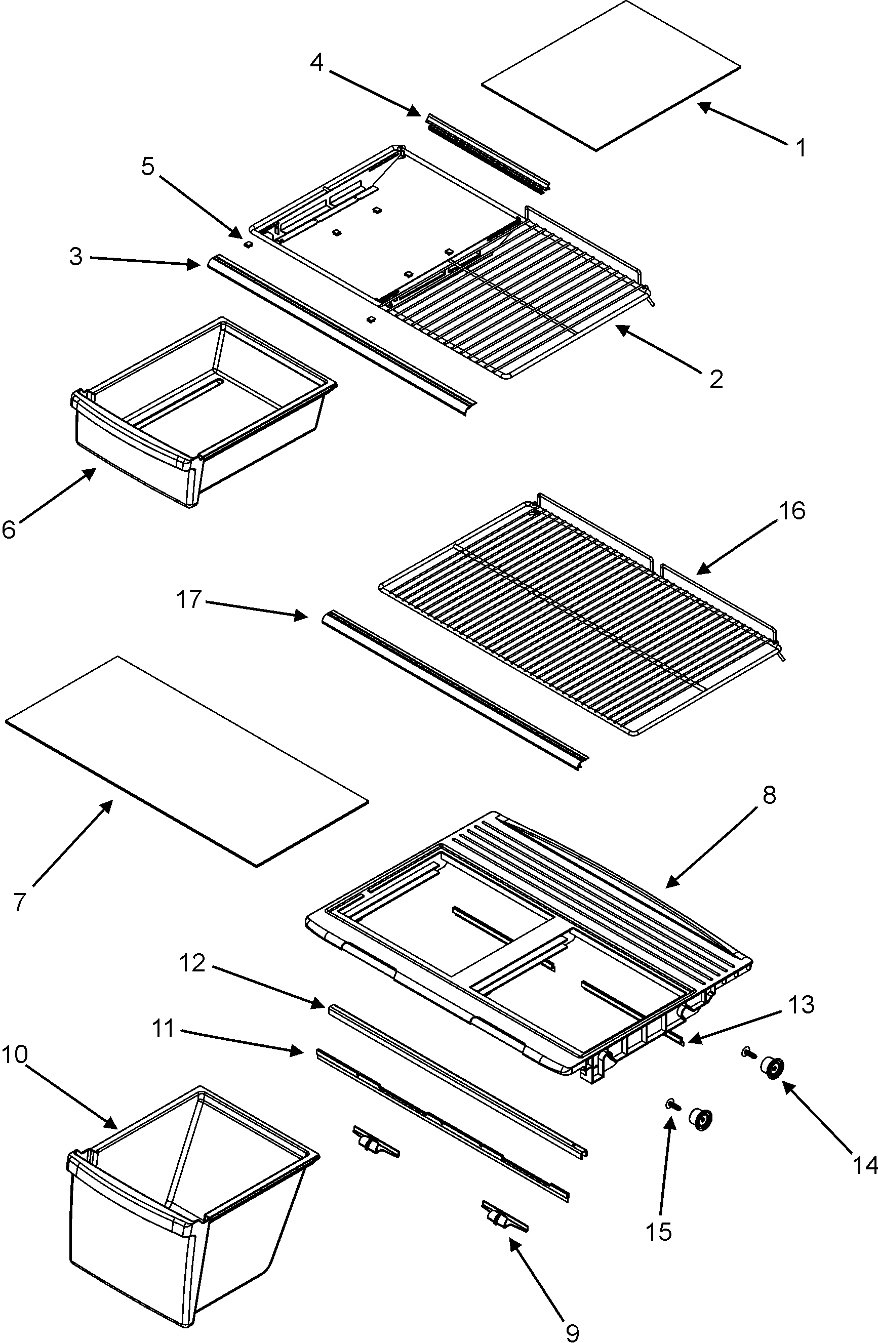 Magic Chef CTB1821ARW shelves & accessories diagram