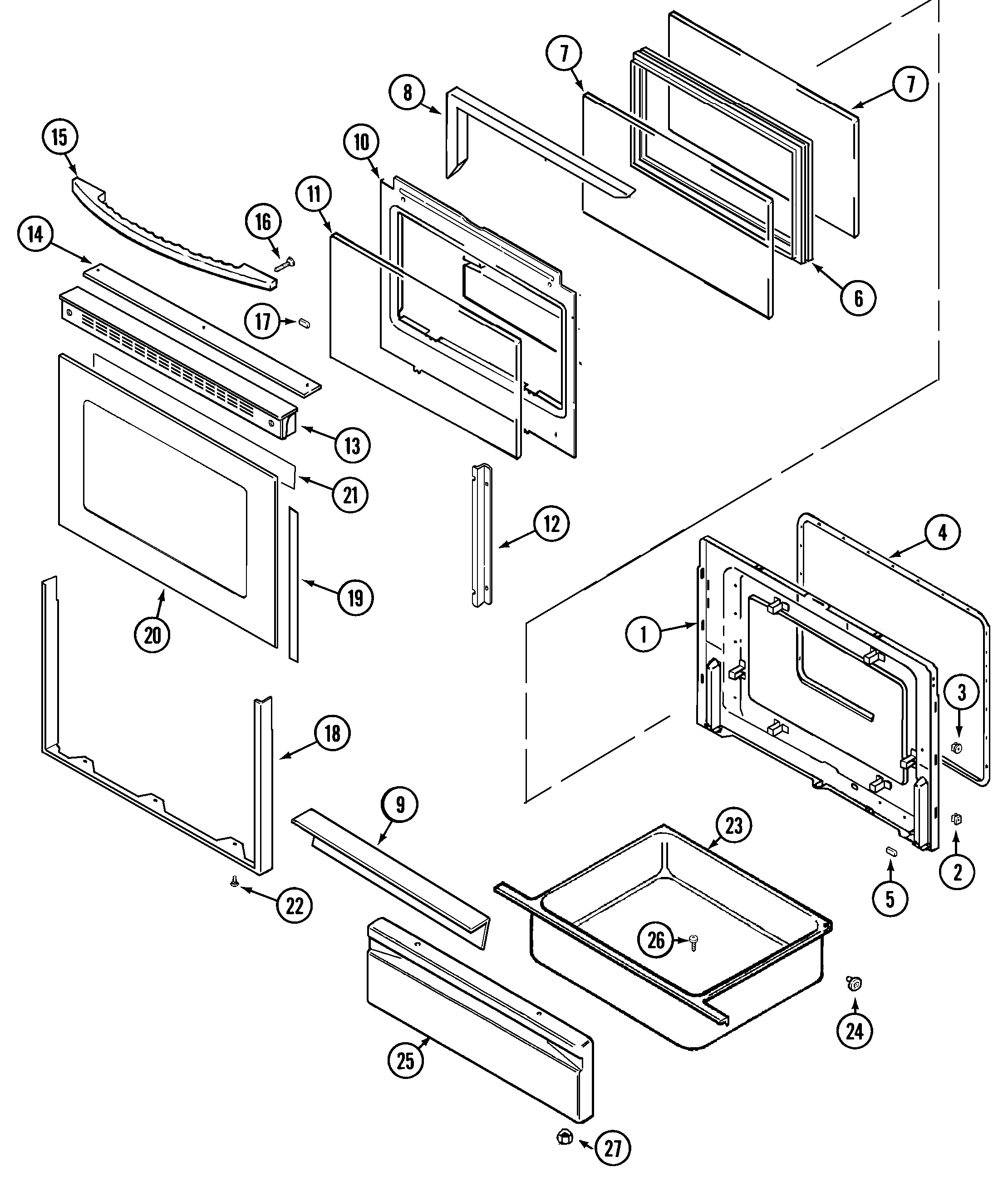 Maytag MGR5770ADW door/drawer diagram