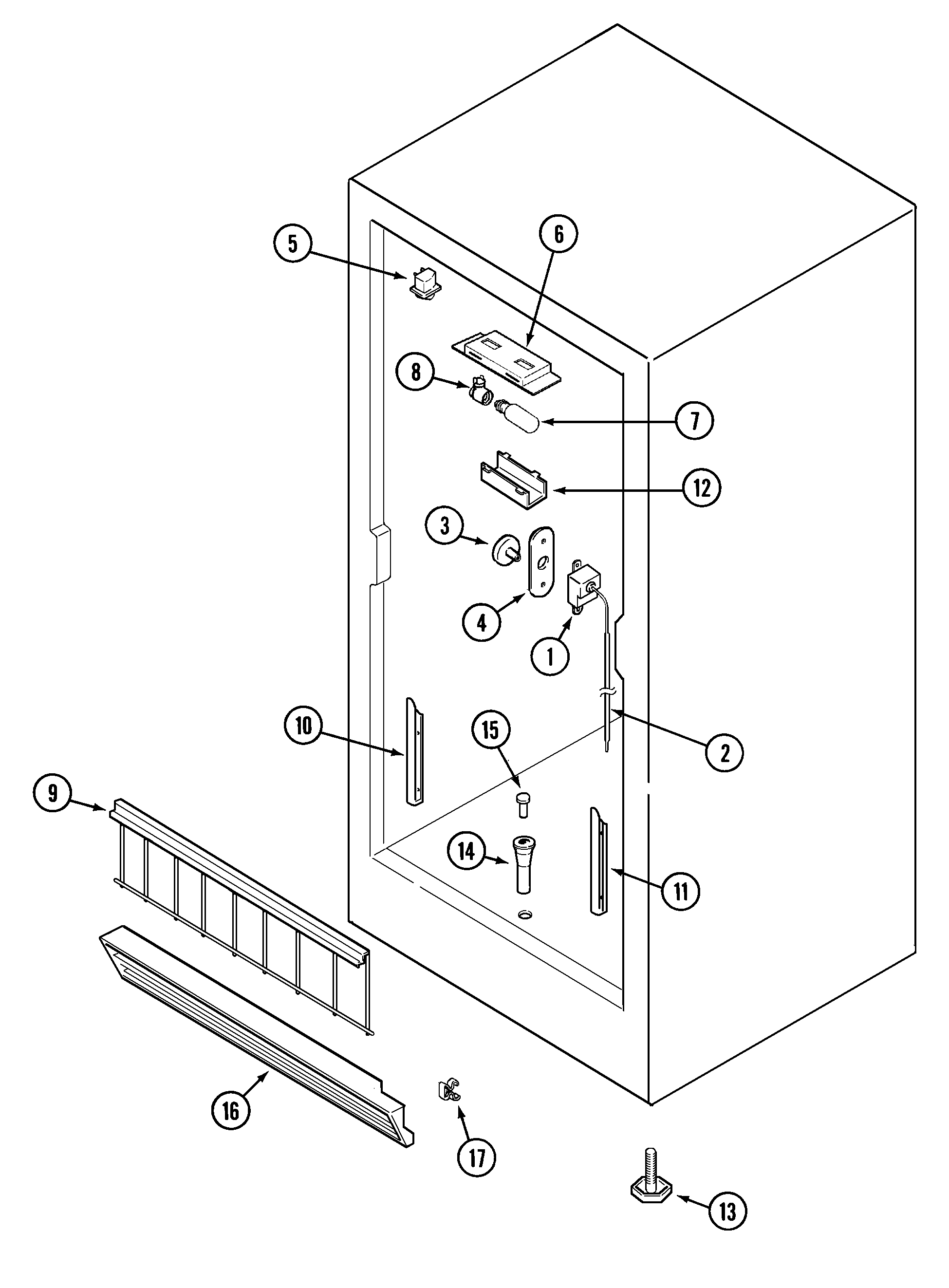 Amana AQU1525AEW freezer compartment diagram
