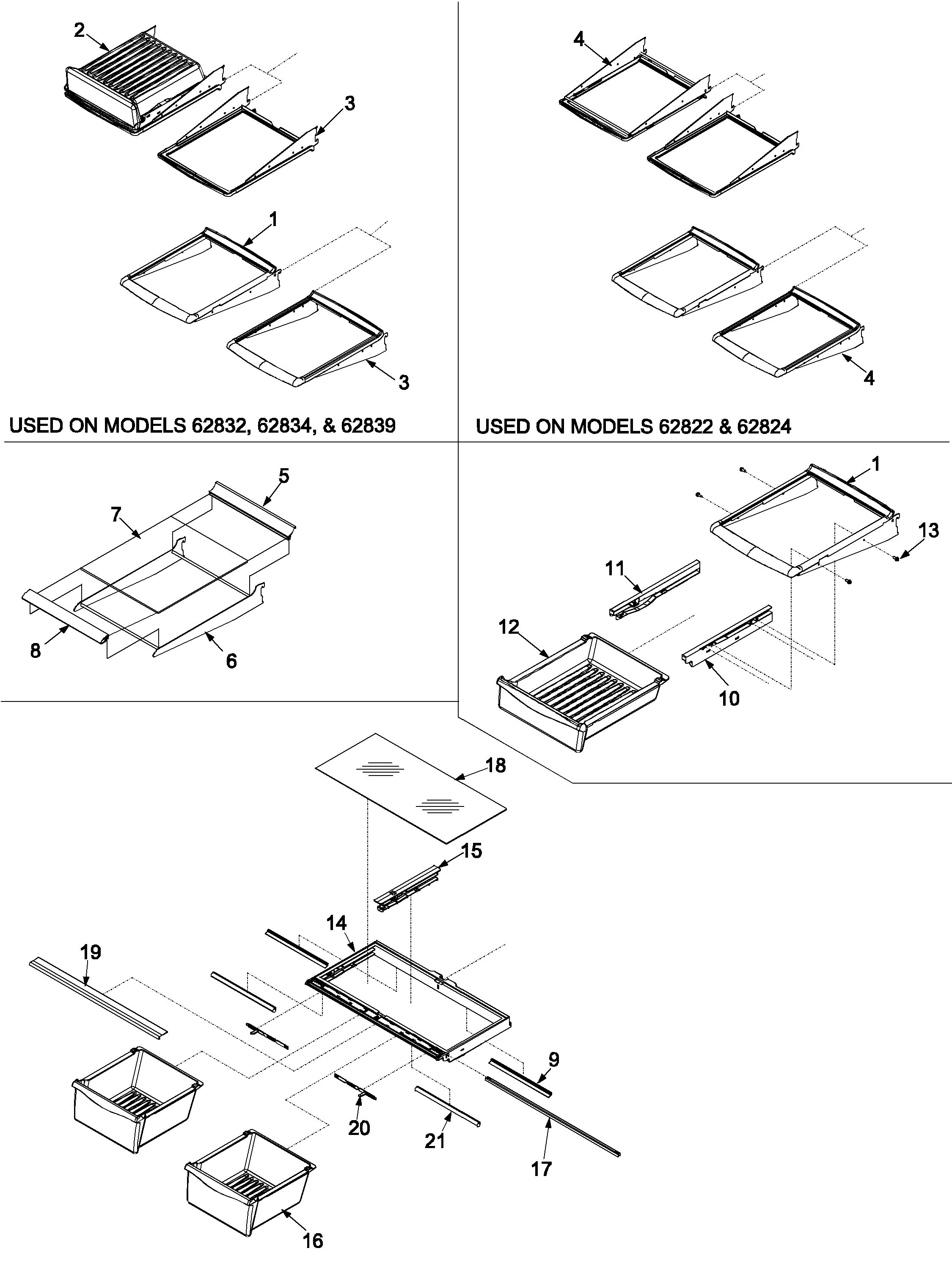 Kenmore 59665934300 refrigerator shelving diagram