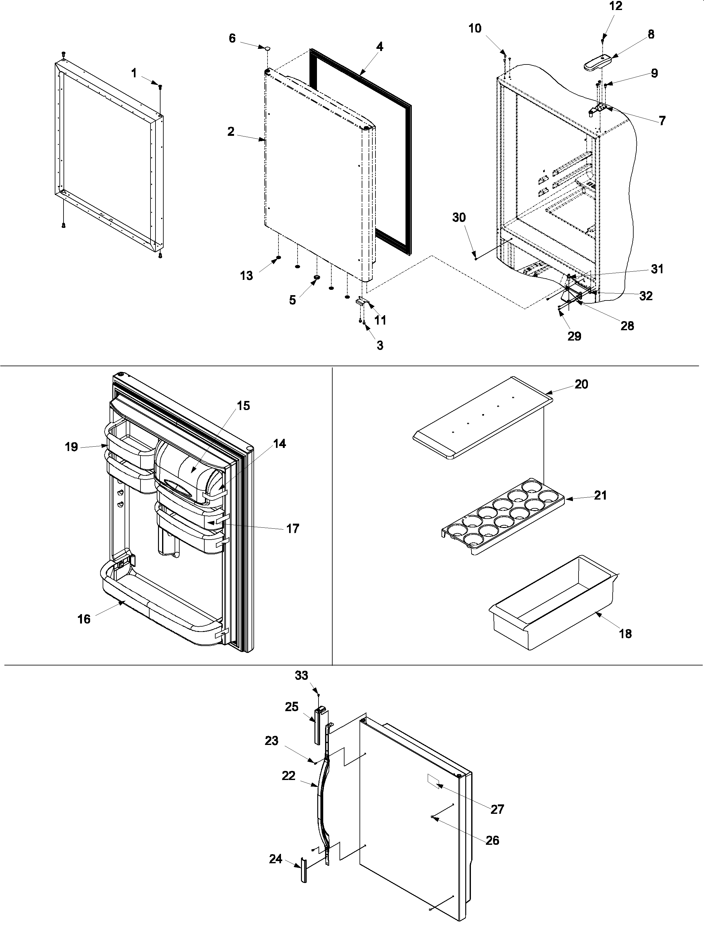 Kenmore 59675934300 refrigerator door diagram