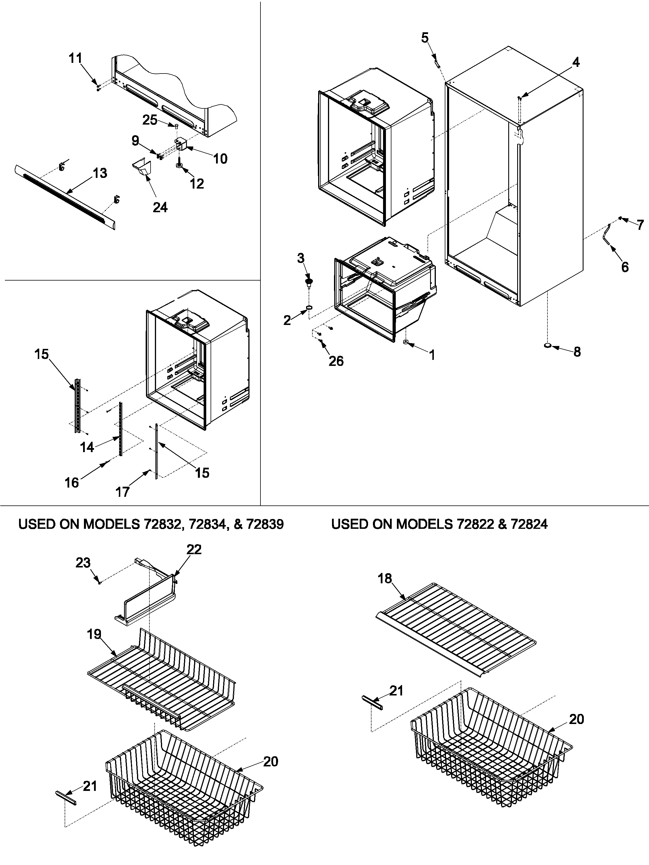 Kenmore 59675934300 interior cabinet & freezer shelving diagram