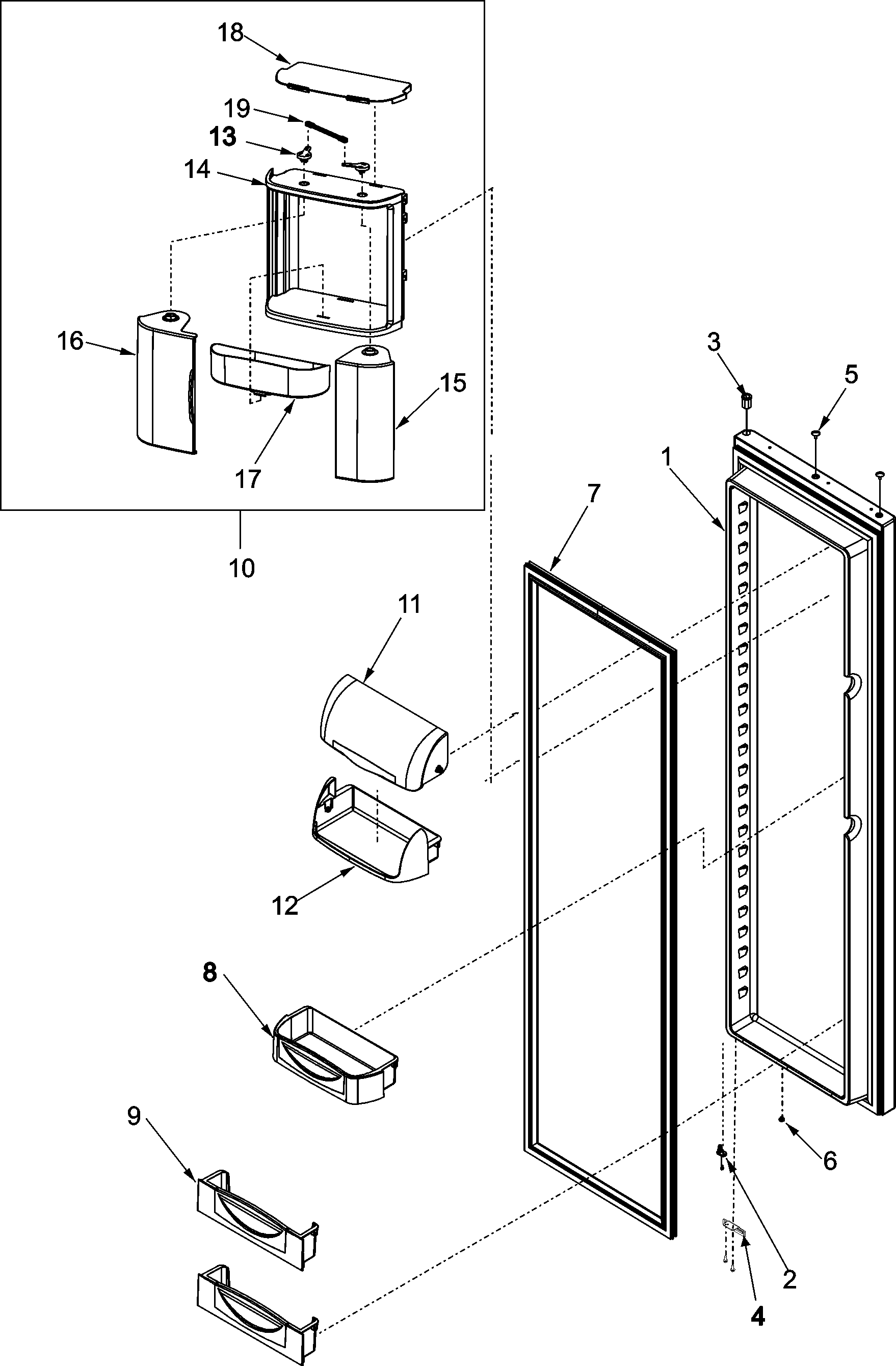 Jenn-Air JCB2285HES refrigerator door diagram