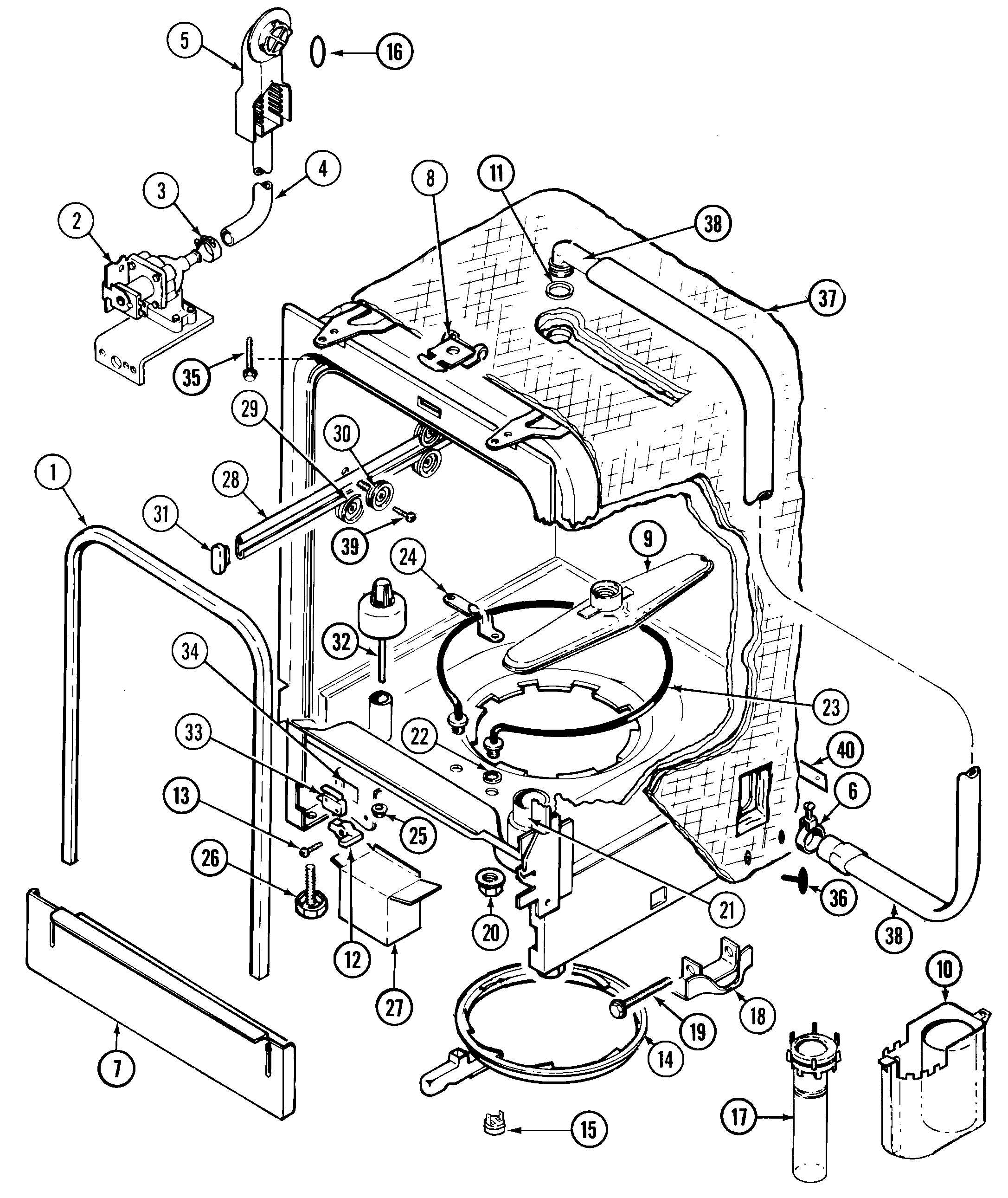 Magic Chef DU40JV tub diagram