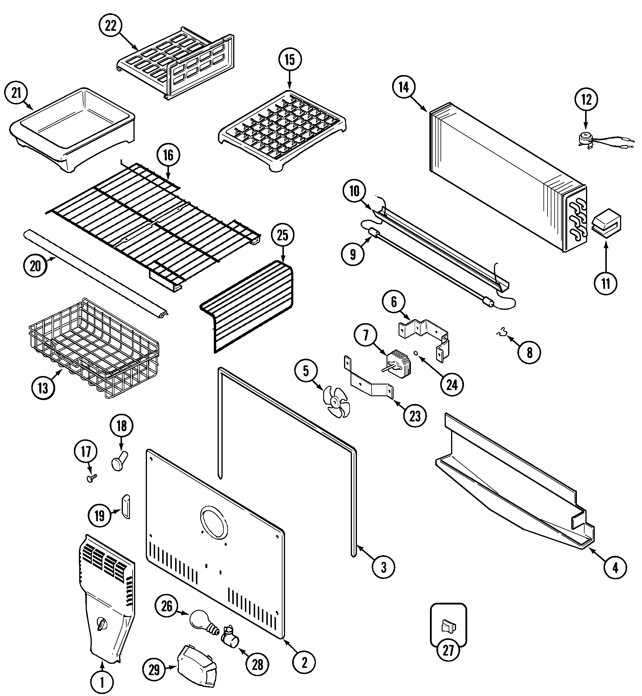 Maytag MTB2156DEW freezer compartment diagram