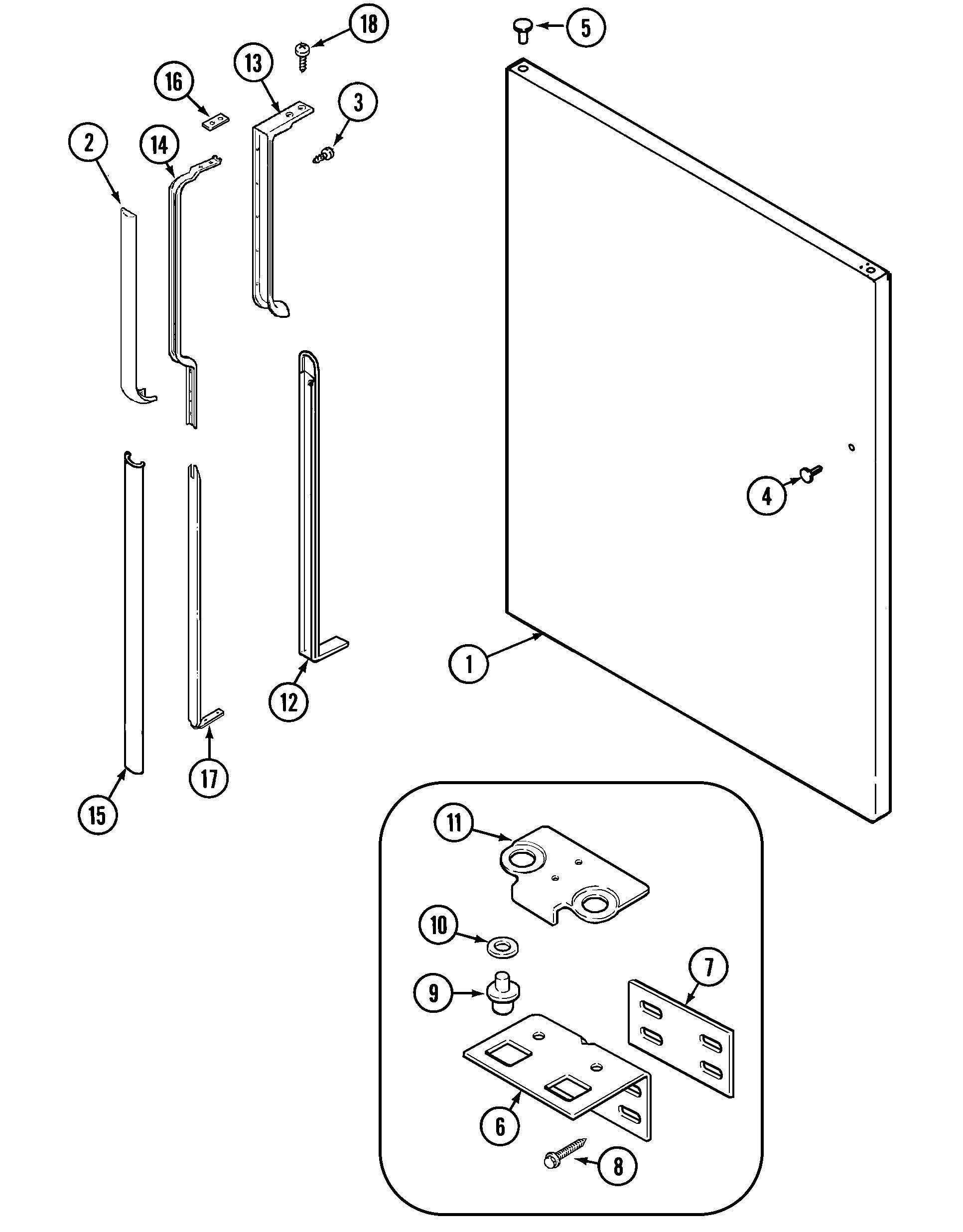 Maytag MTB2156DEW fresh food outer door diagram