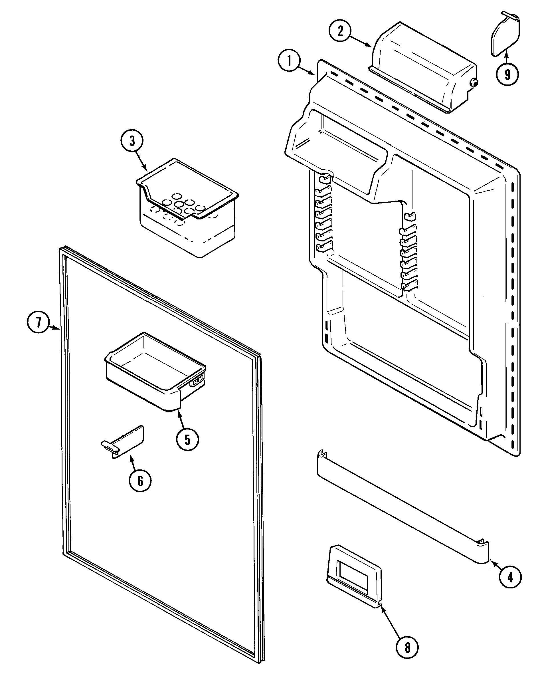 Maytag MTB2156DEW fresh food inner door diagram