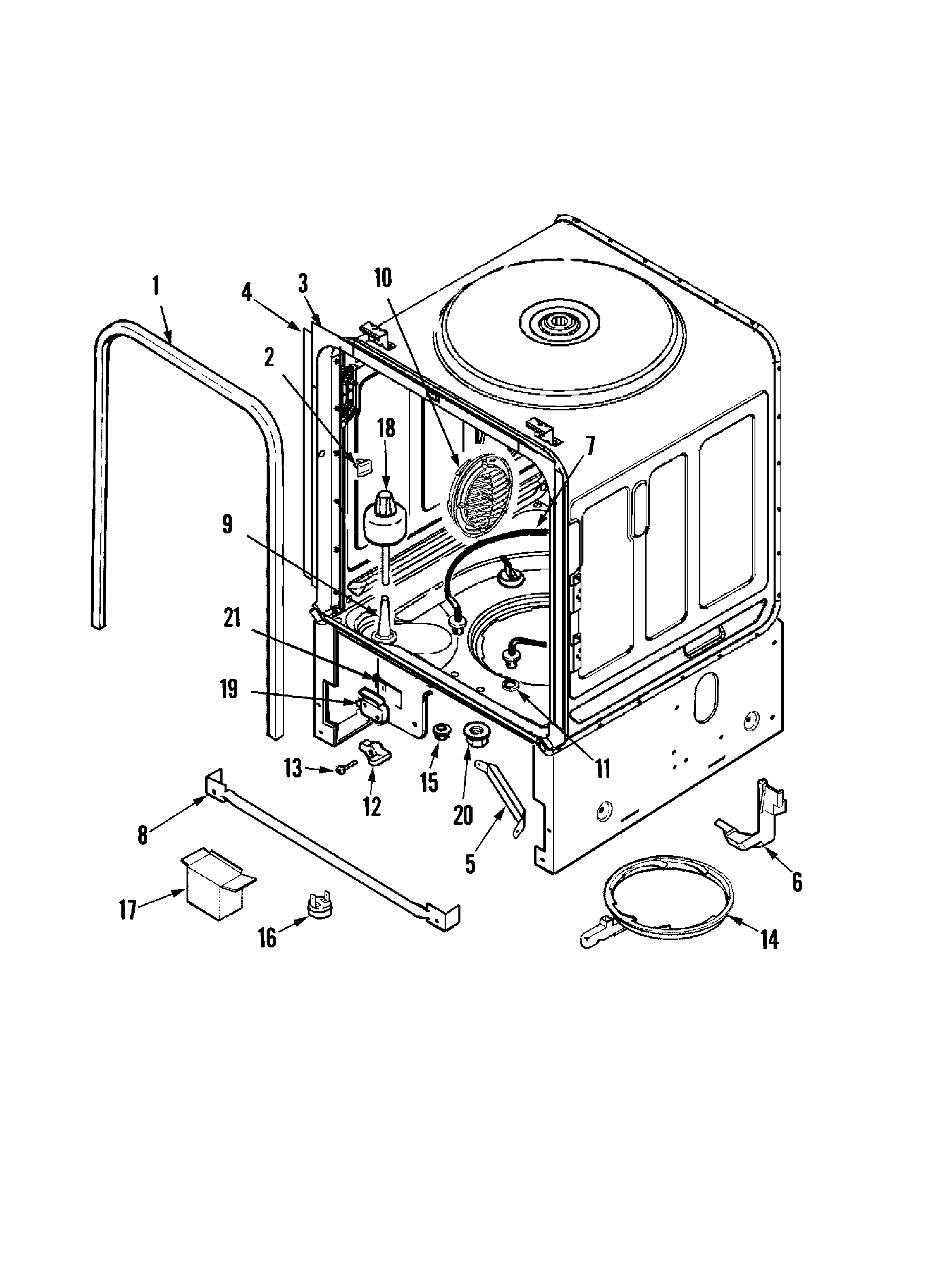 Jenn-Air JDB9910AWW inner tub diagram