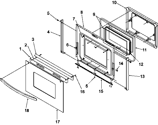 Amana ARHC8700E-P1142677NE oven door diagram
