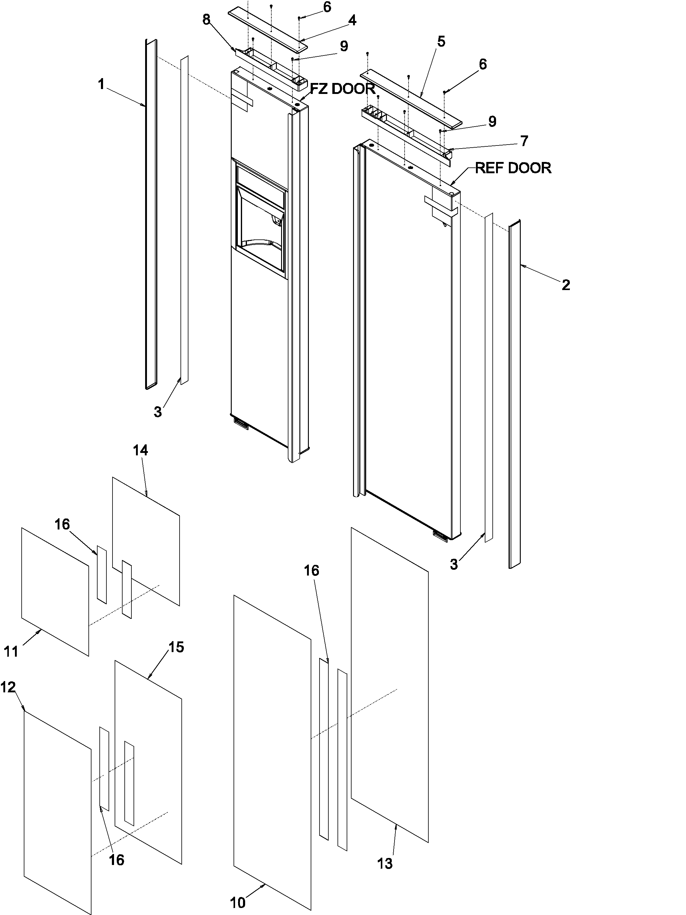 Kenmore 59650014100 trim & panels diagram