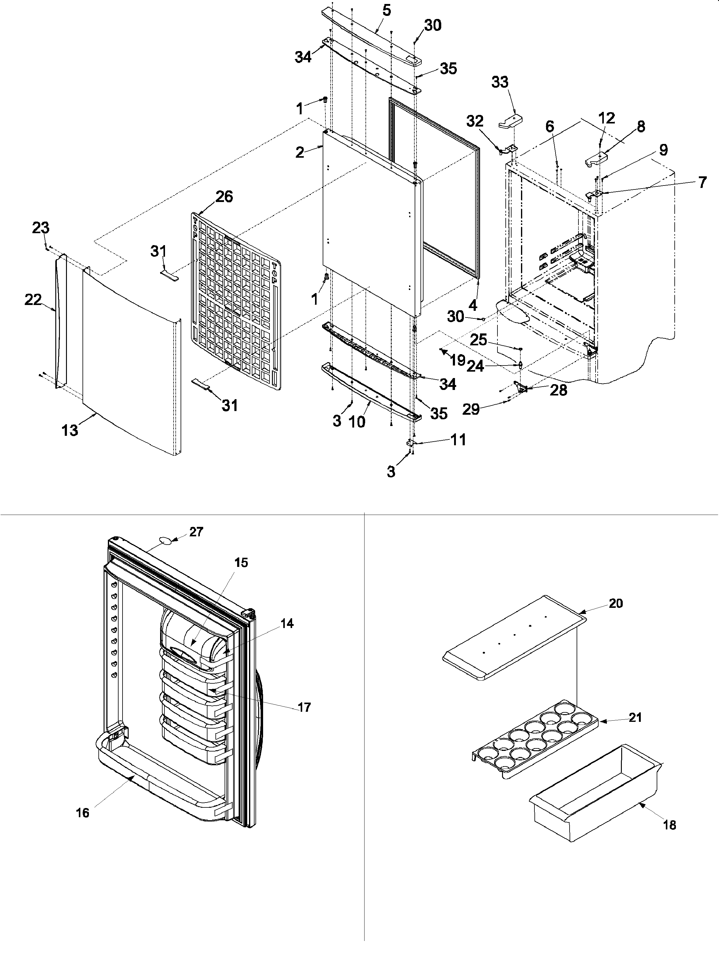 Kenmore Elite 59672282200 refrigerator door diagram