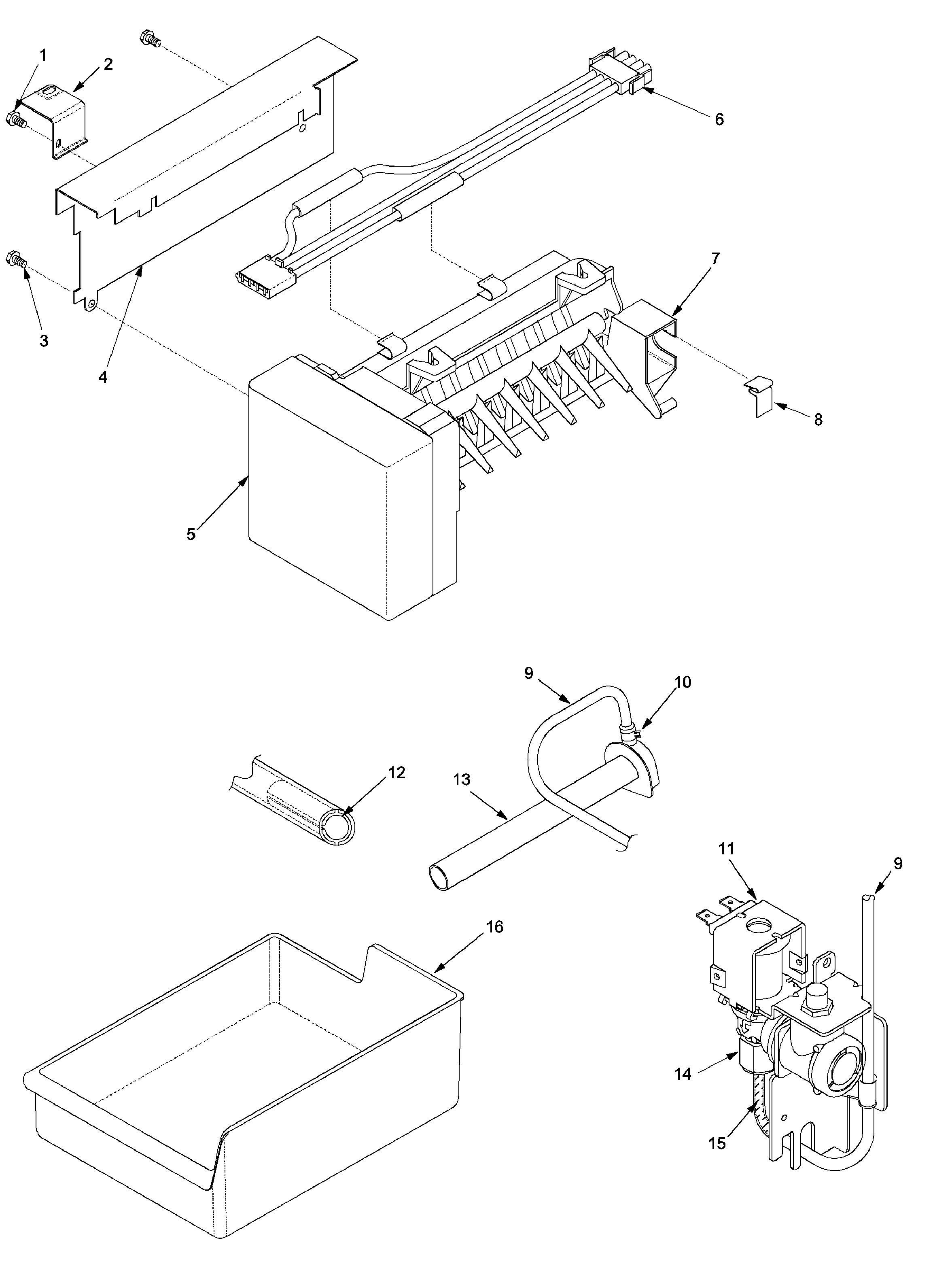 Amana XRSS204BW-PXRSS204BW0 ice maker diagram