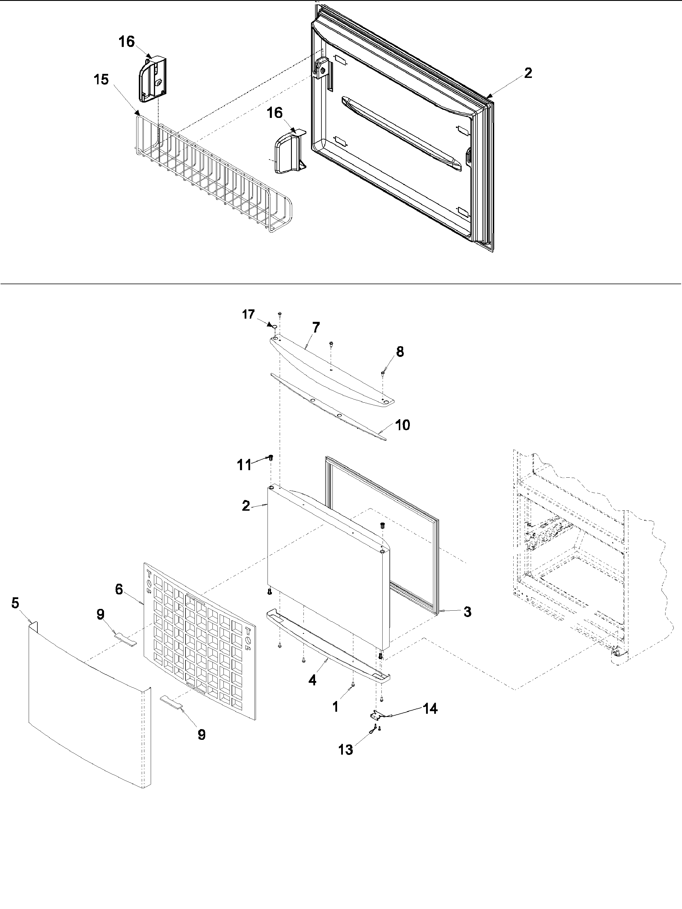 Amana XRBS209BWR-PXRBS209BW0 freezer door diagram