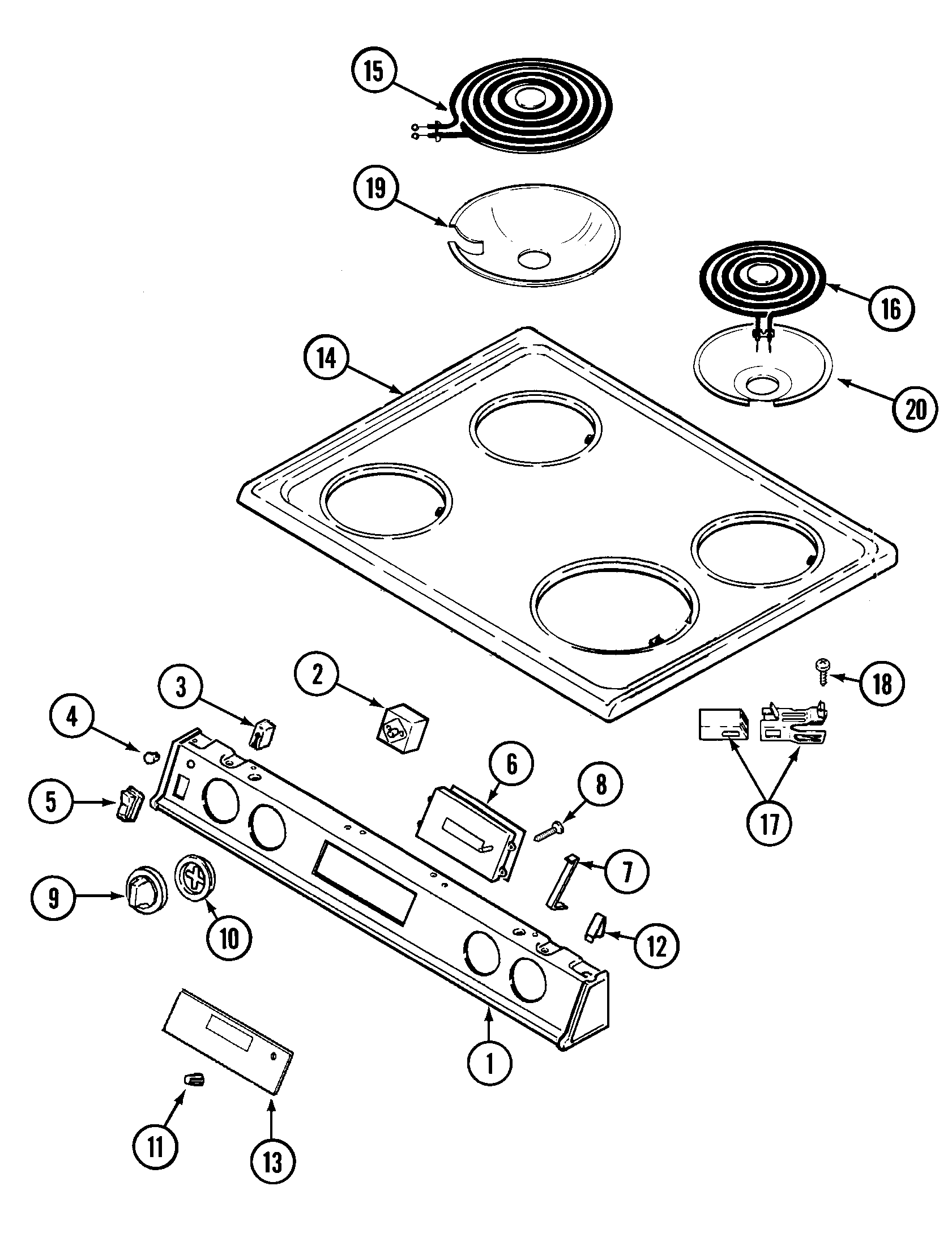 Magic Chef 5892VRA top assembly diagram