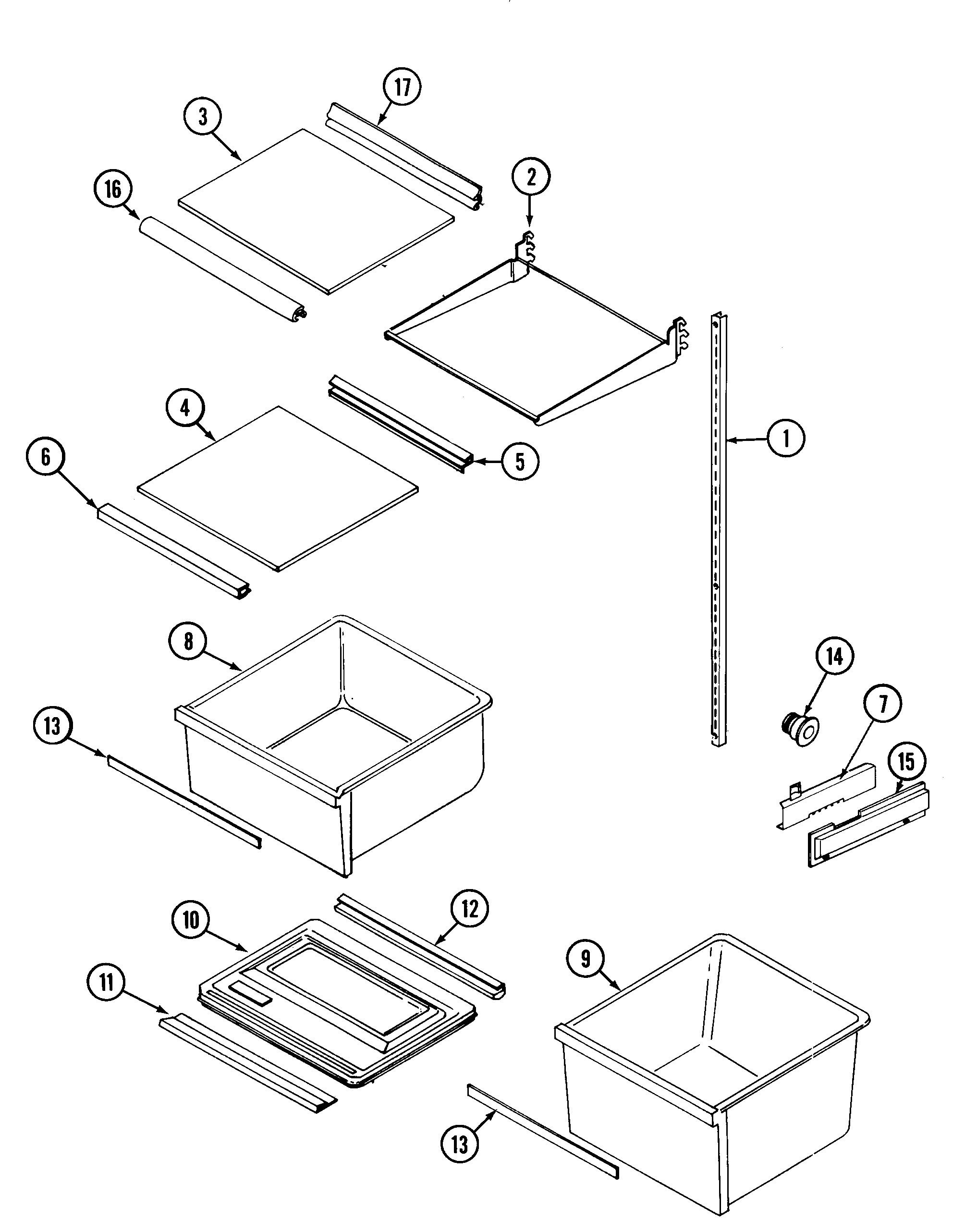 Admiral AS22N8DM shelves & accessories diagram