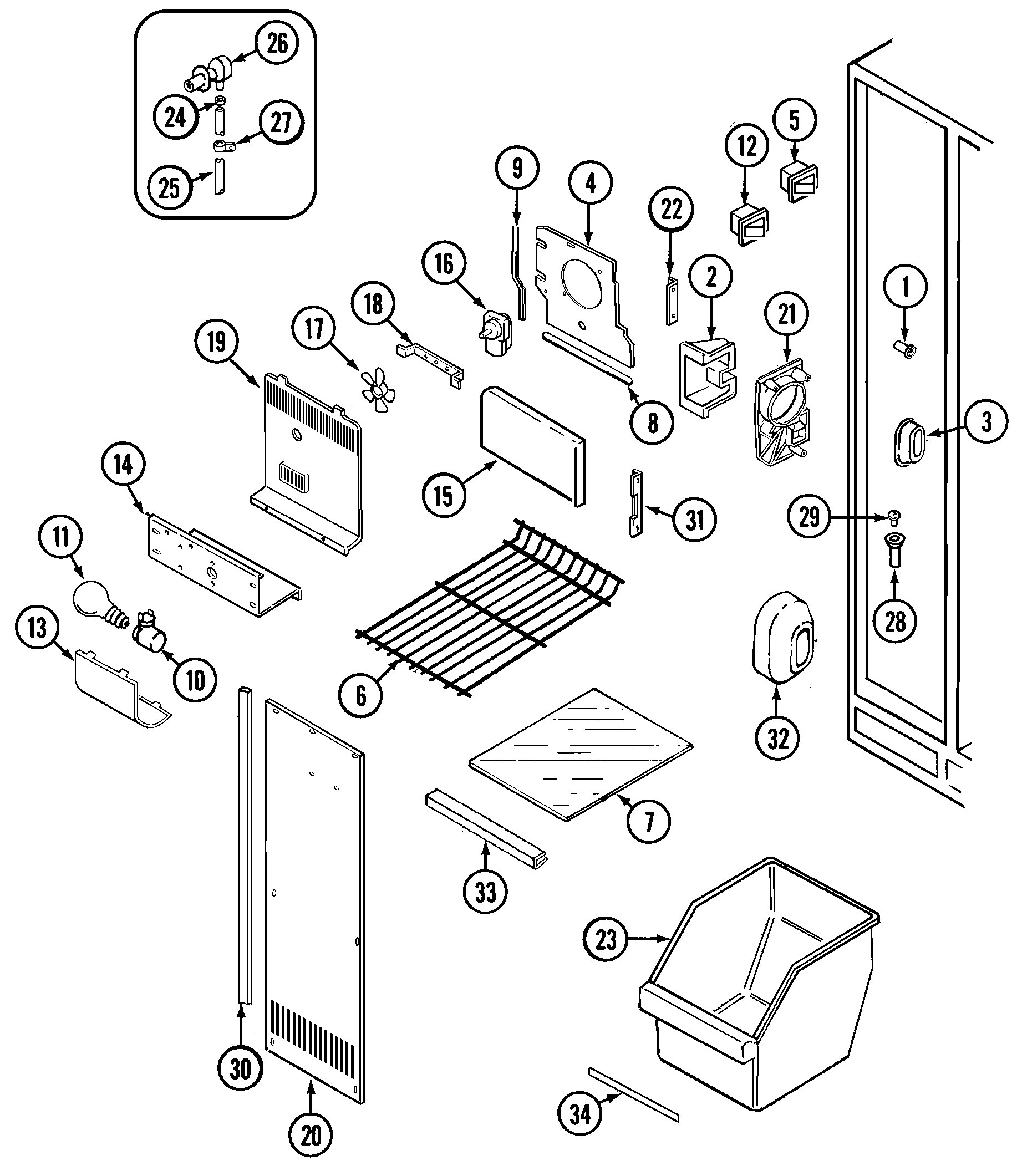Admiral AS22N8DM freezer compartment diagram