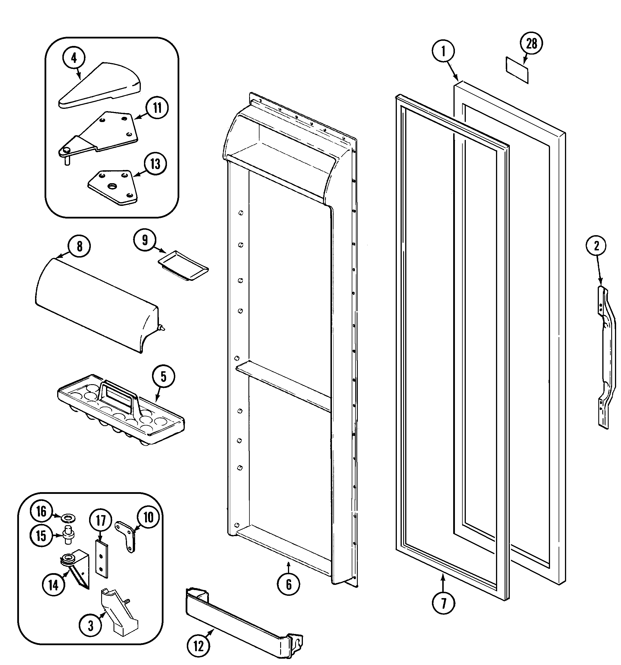 Admiral AS22N8DM fresh food door diagram