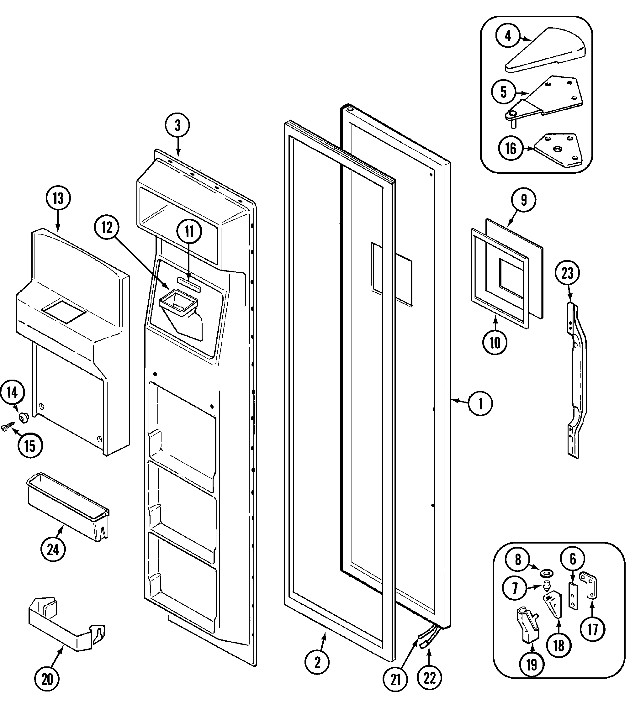 Admiral AS22N8DM freezer door diagram