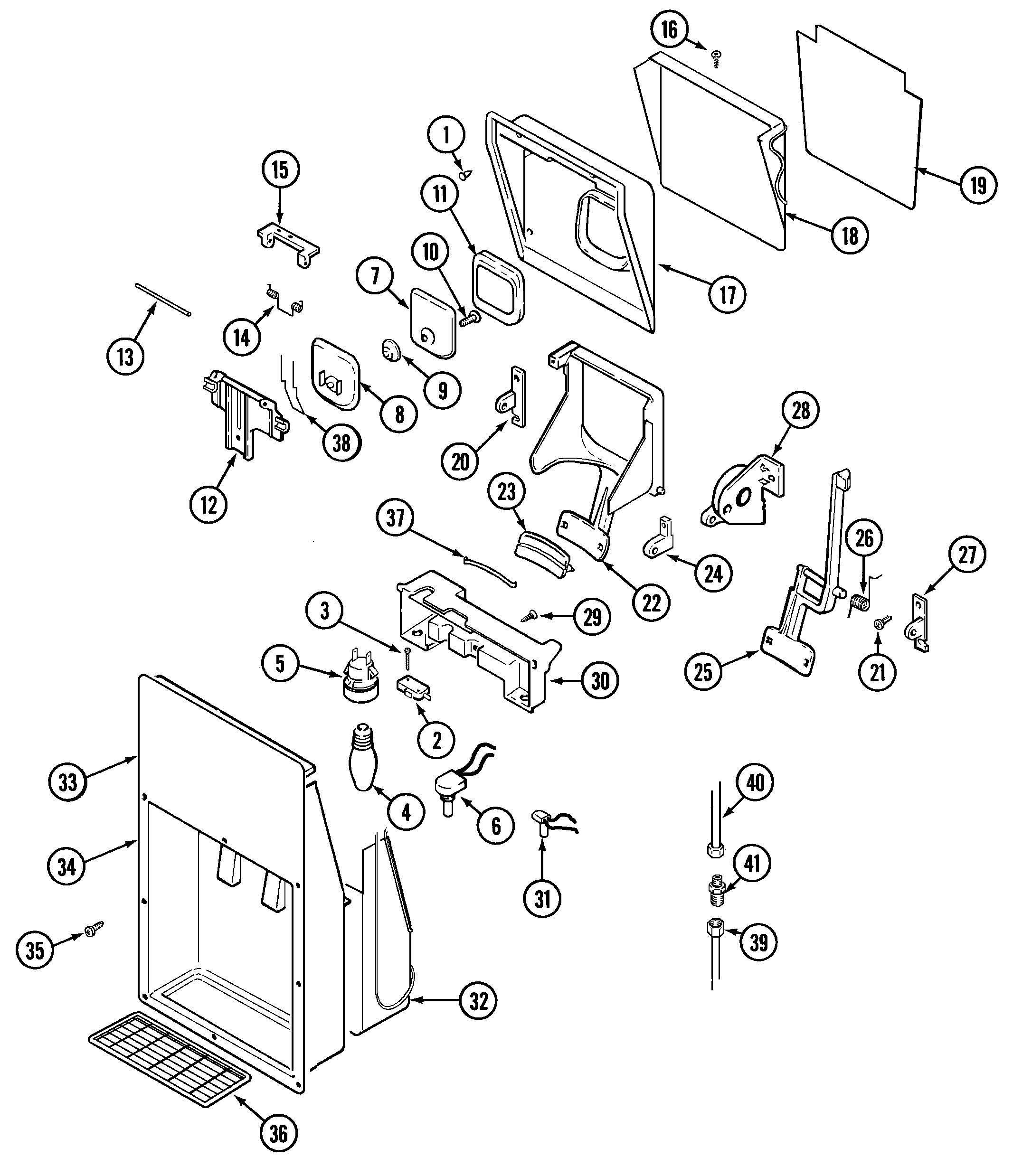 Admiral AS22N8DM ice & water dispenser diagram