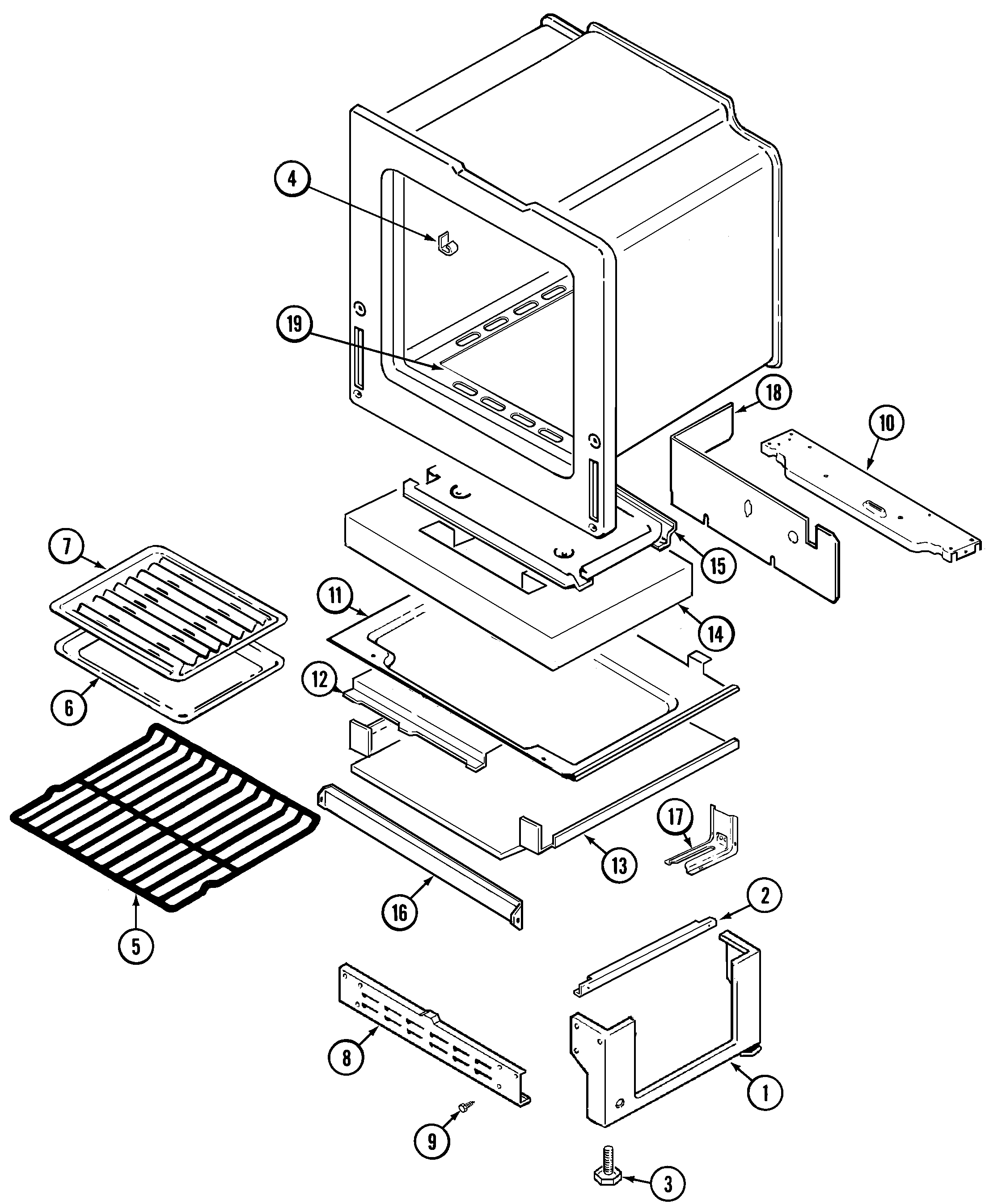 Magic Chef CGS1230ADL oven/base diagram