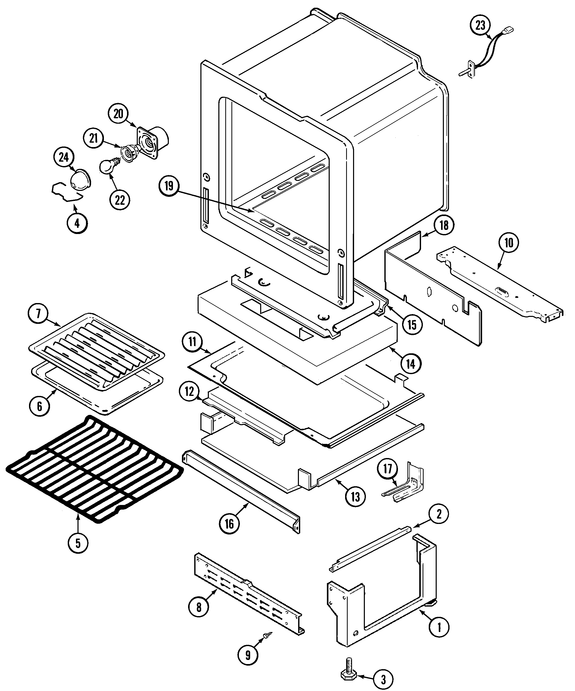 Magic Chef CGS3760ADA oven/base diagram