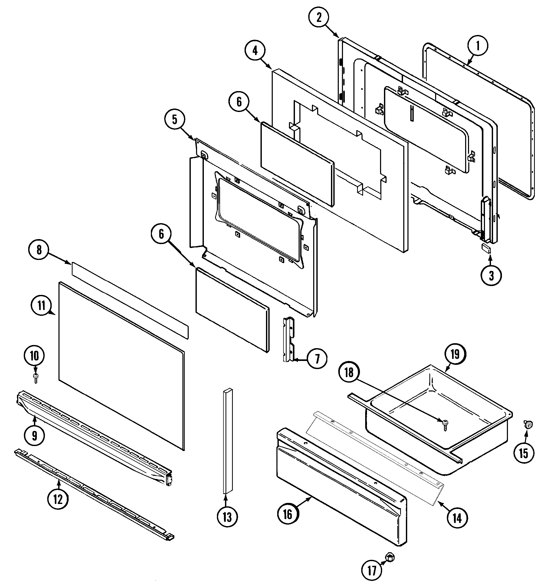 Magic Chef CGS3760ADA door/drawer diagram